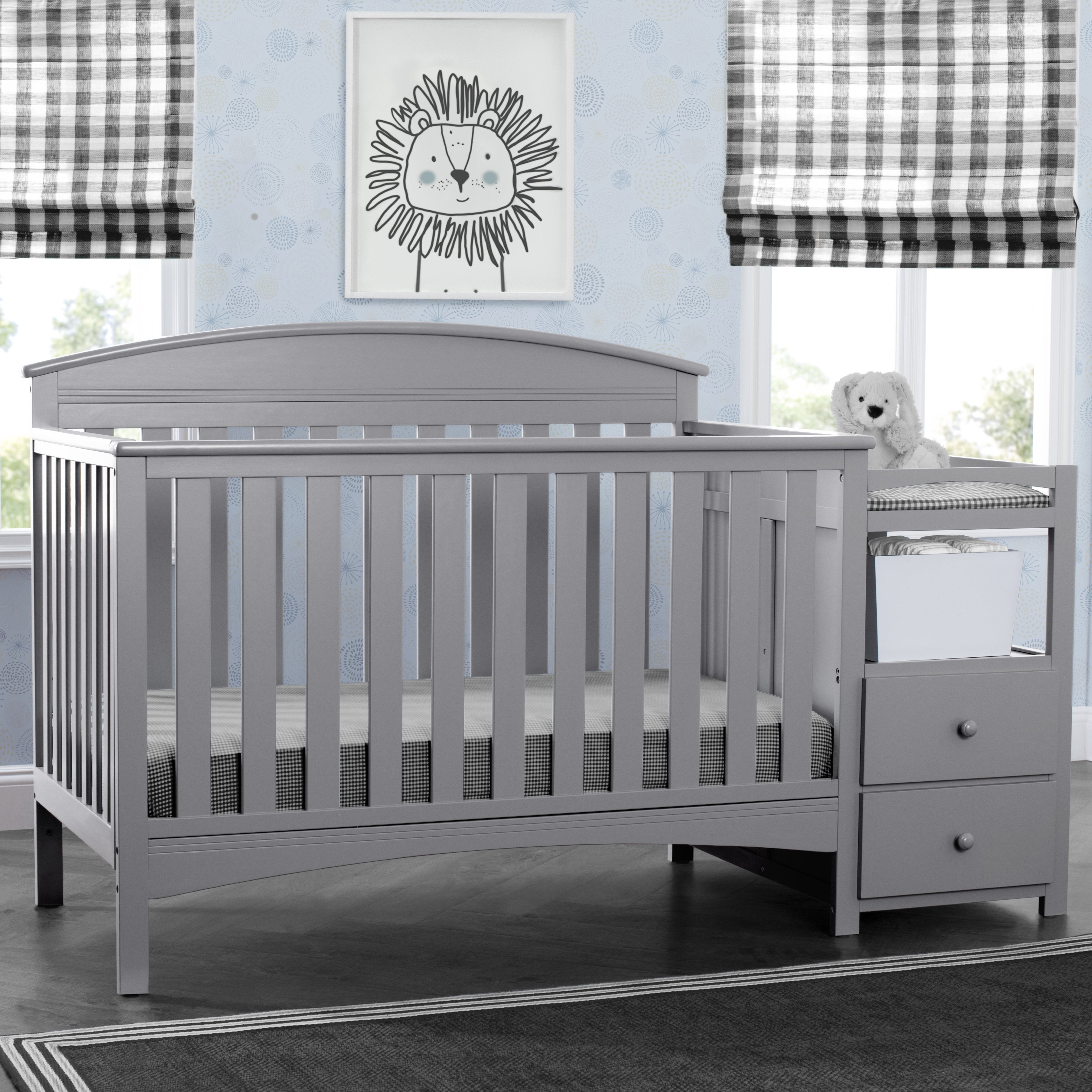 Abby Convertible Baby Crib with Changing Table - 3-in-1 Nursery Furniture for Newborns & Toddlers - Perfect for Small Spaces & Modern Nurseries