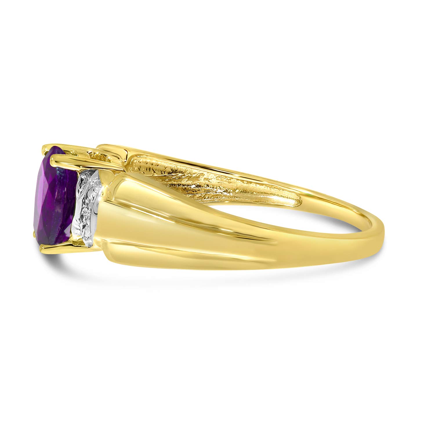 14K Yellow Gold Oval Amethyst and Diamond Ring for Women - Elegant Purple Gemstone Engagement, Wedding, Anniversary Jewelry Gift
