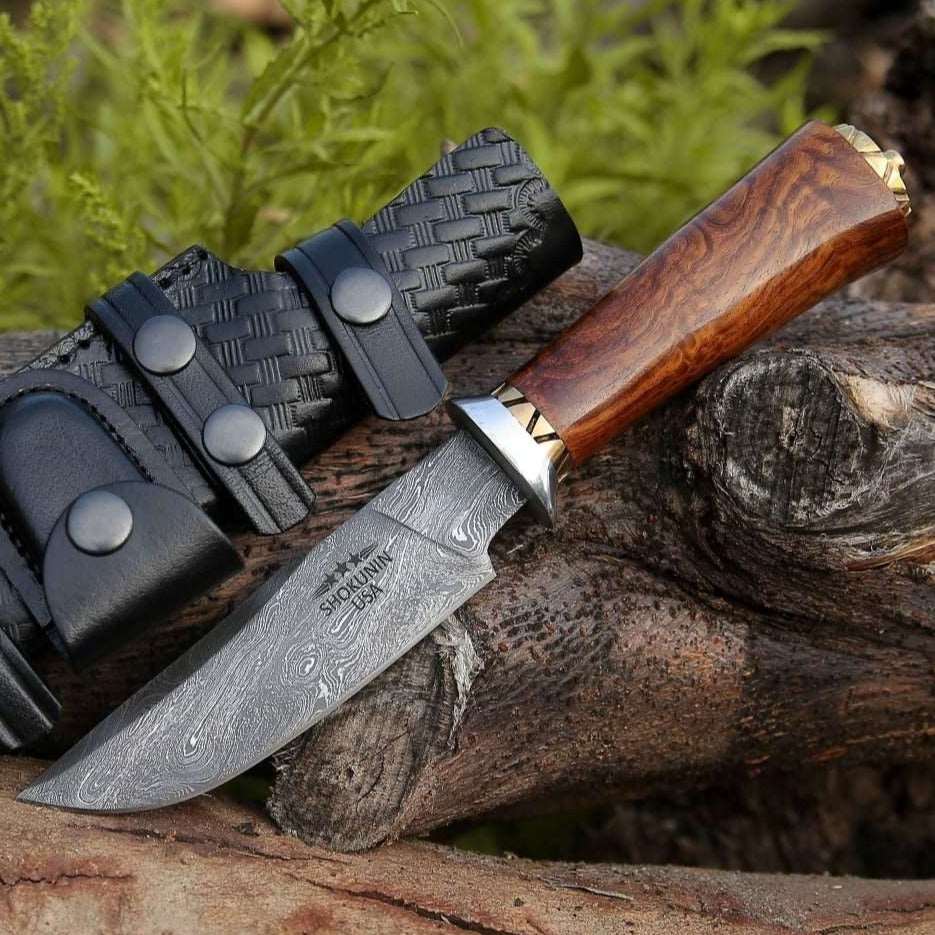 Premium Damascus Steel Hunting Knife - Holy Defender with Exotic Rosewood Handle - Perfect for Outdoor Adventures, Camping & Survival Gear