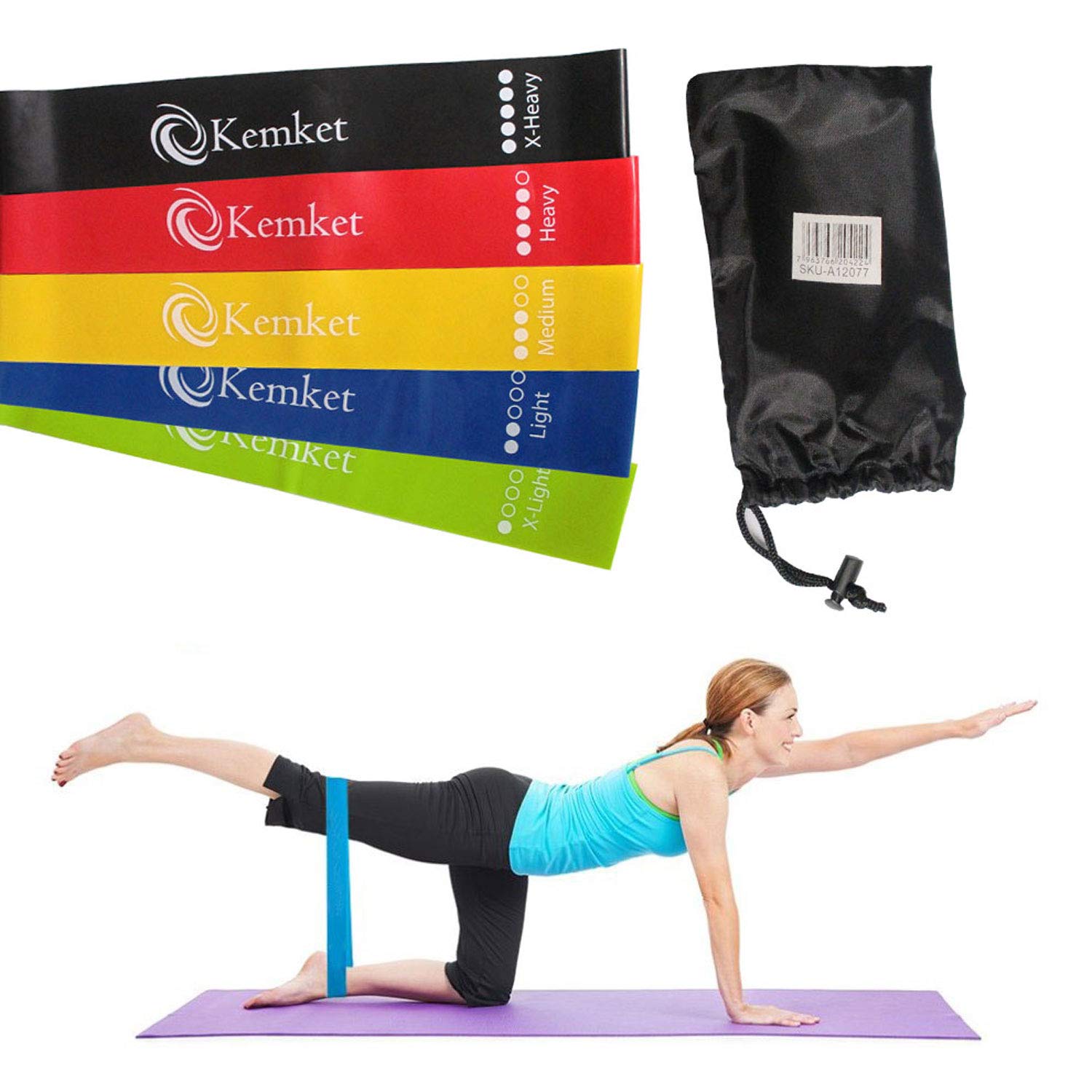 Premium 5-Piece Resistance Bands Set - Skin-Friendly Exercise Loop Bands with 5 Resistance Levels (10-50 lbs) - Includes Free Carrying Case - Perfect for Home Workouts, Gym Training, Yoga & Pilates - Great for Strength Building, Physical Therapy & Fitness Enthusiasts (Multicolor)