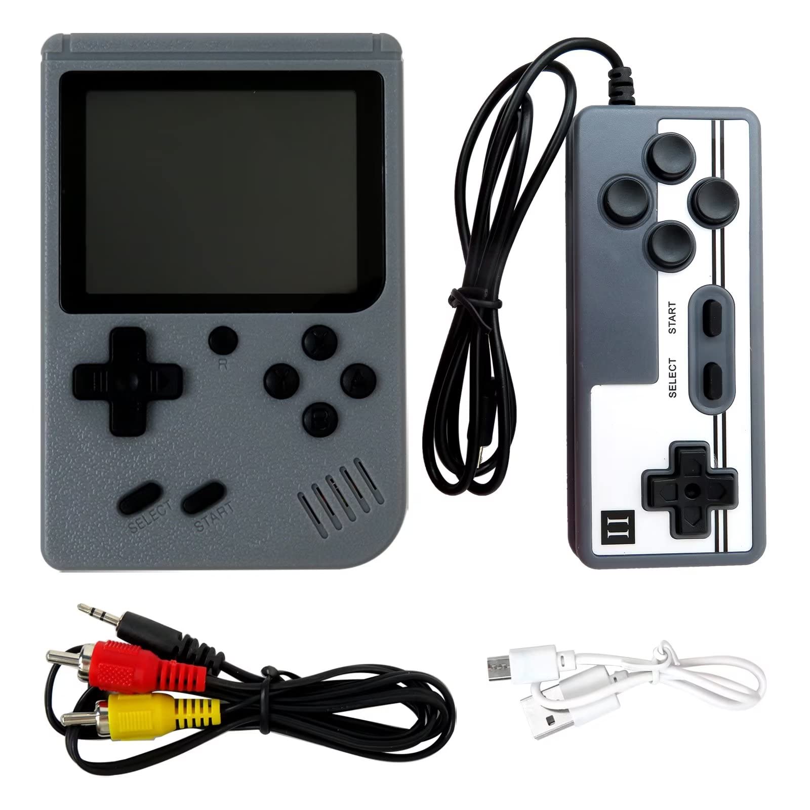 Retro Handheld Game Console - 800 in 1 Classic Video Games, Portable Mini Gameboy Player for Kids & Adults, TV Connect & 2-Player Mode, Perfect Gift for Gaming Enthusiasts - Play Anytime at Home, Travel or Parties (Grey)