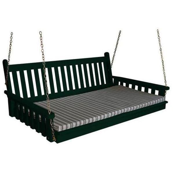 A & L Furniture Yellow Pine Traditional English Swing Bed - Outdoor Porch Swing for Relaxing in Garden, Patio or Backyard