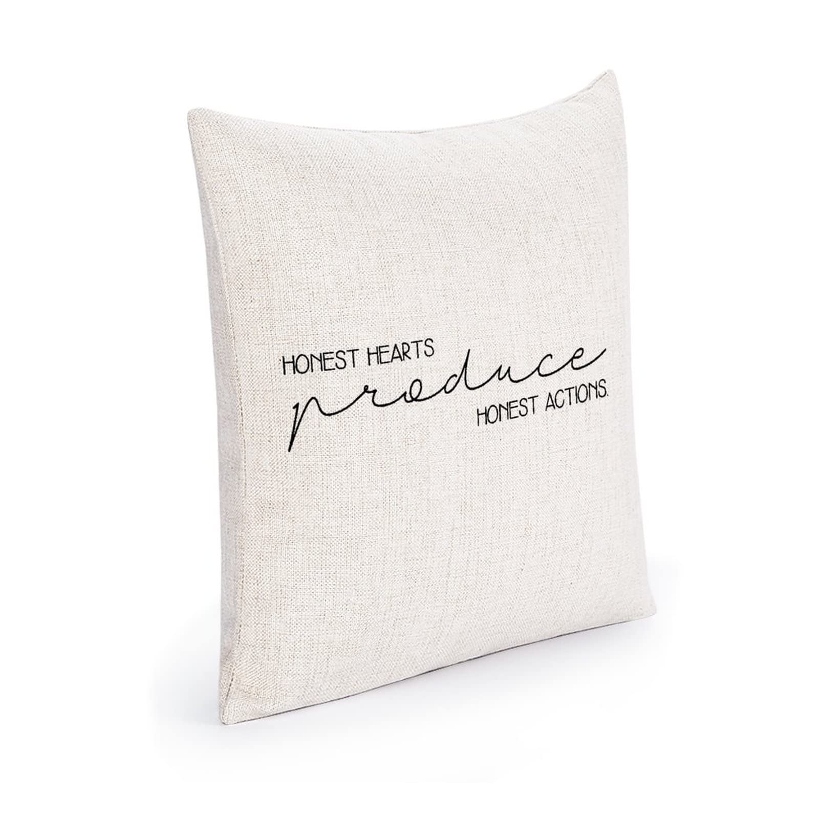 Honest Hearts Produce Honest Actions 16x16 Inch Custom Zippered Pillow Cover - Decorative Square Cushion Case for Sofa, Couch, Bed & Home Decor | Perfect for Living Room, Bedroom & Nursery Throw Pillows