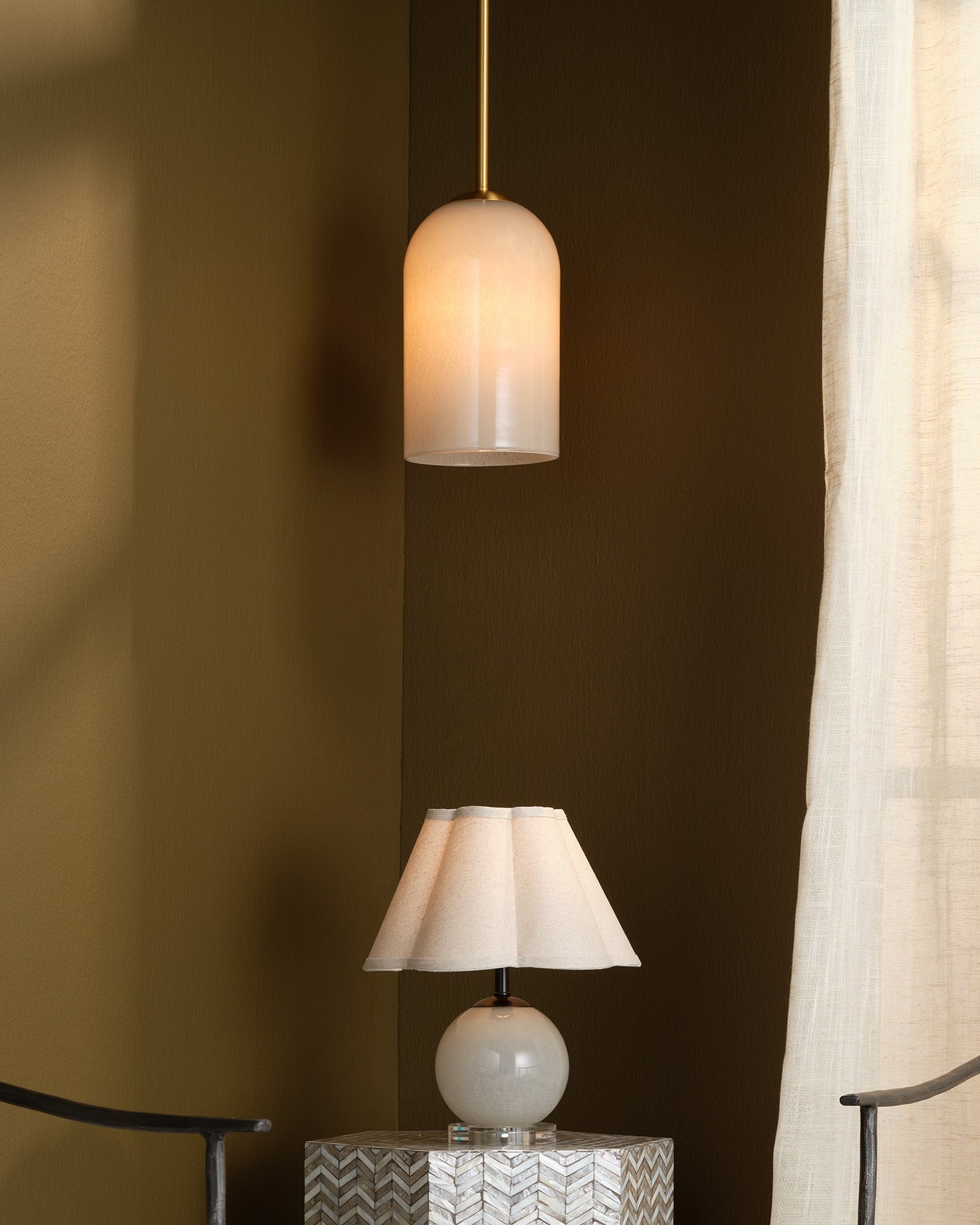 Holt Pendant Light Fixture in Taupe - Modern Ceiling Light for Living Room, Bedroom, and Dining Area
