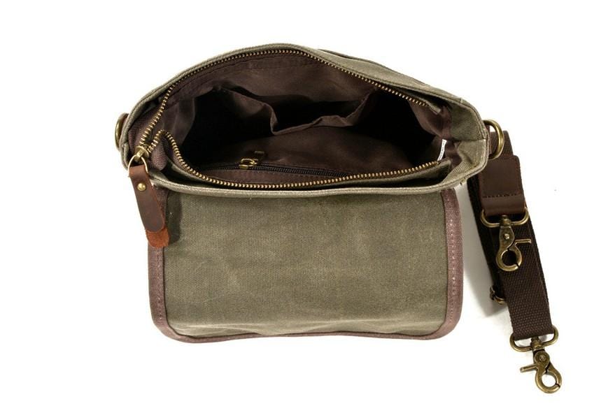 Durable Waxed Canvas Messenger Bag - Genuine Leather Shoulder Briefcase for Men & Women - Perfect for Work, Travel & Everyday Use
