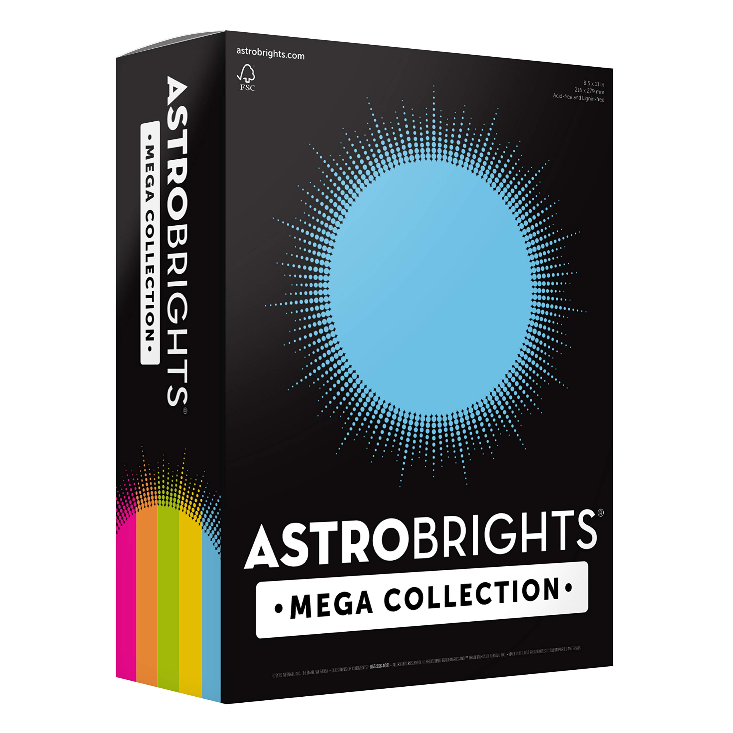 Astrobrights Mega Collection Colored Cardstock Paper - 320 Sheets, 65 lb/176 gsm, 8.5 x 11 Inches, 5 Vibrant Colors - Premium Bright Card Stock for Scrapbooking, DIY Crafts, School Projects, Office Documents & Invitations