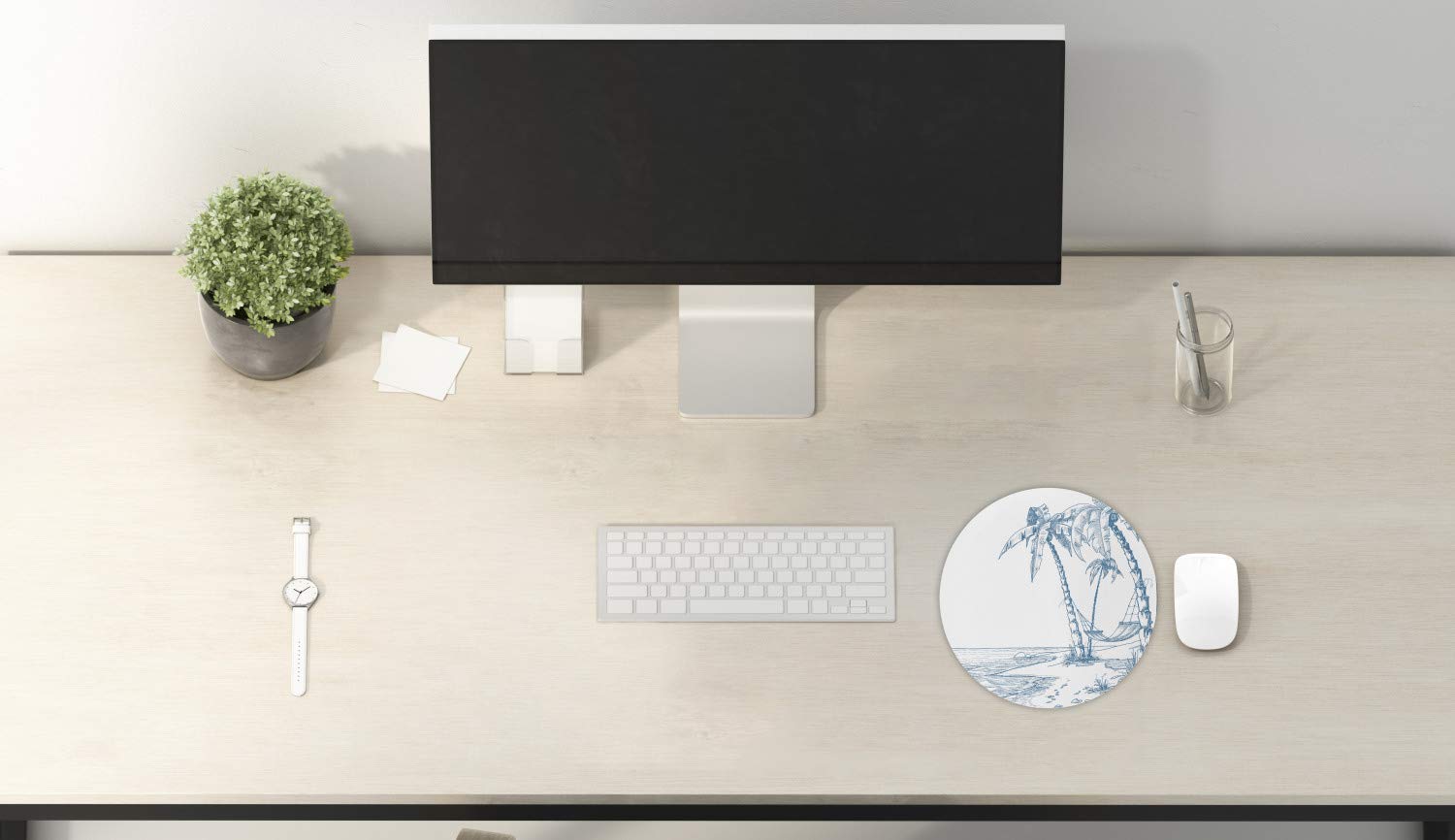 Ambesonne Round Non-Slip Rubber Gaming Mouse Pad - 8