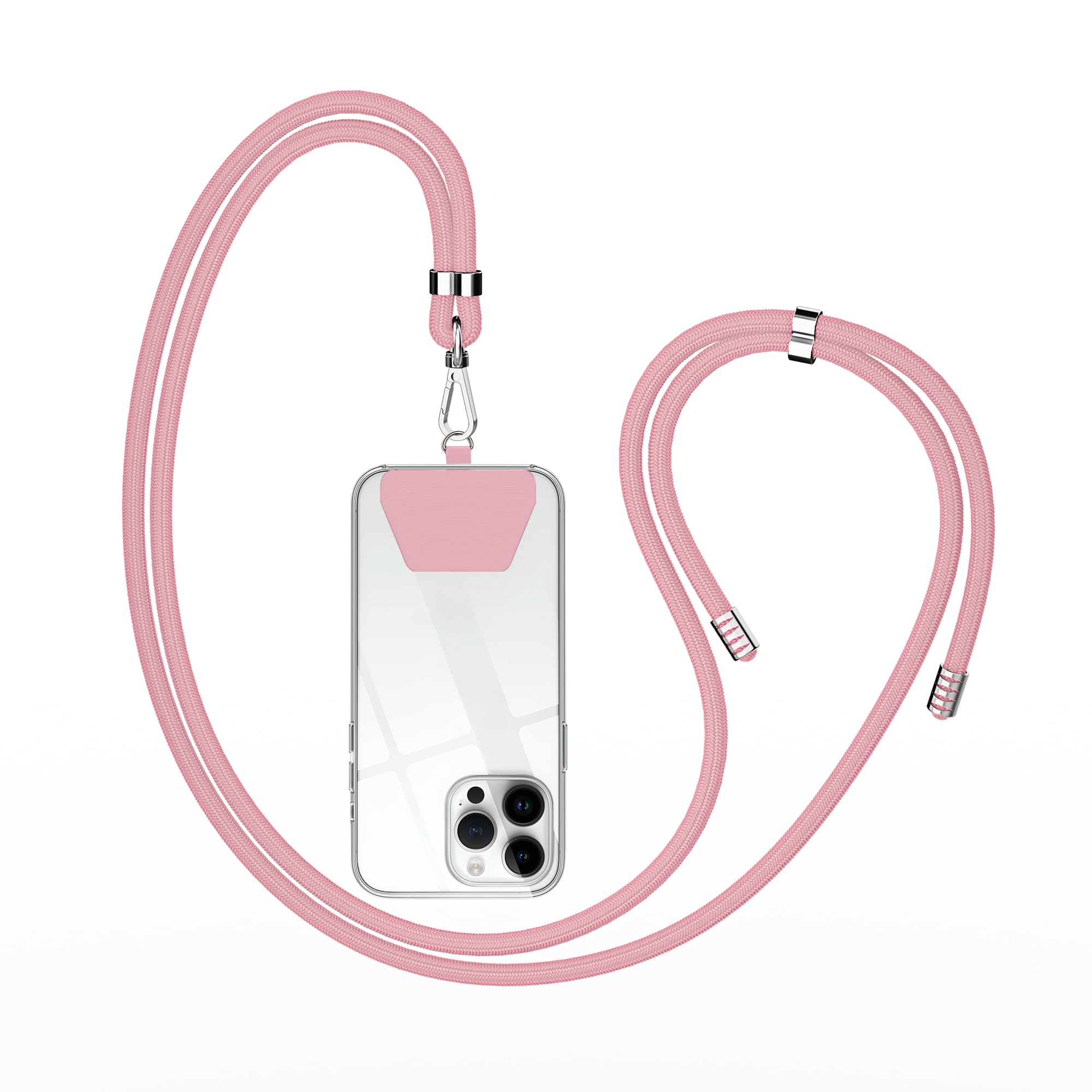 Takyu Adjustable Cell Phone Lanyard Neck Strap - Universal Crossbody Phone Holder for iPhone, Samsung & Most Smartphones - Soft Polyester Strap (Pink) - Perfect for Work, Travel & Outdoor Activities