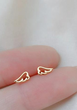 14K Gold Plated Wings Tiny Earrings - Elegant Bridal Party Gifts for Wedding, Bridesmaids, Anniversary & Special Occasions