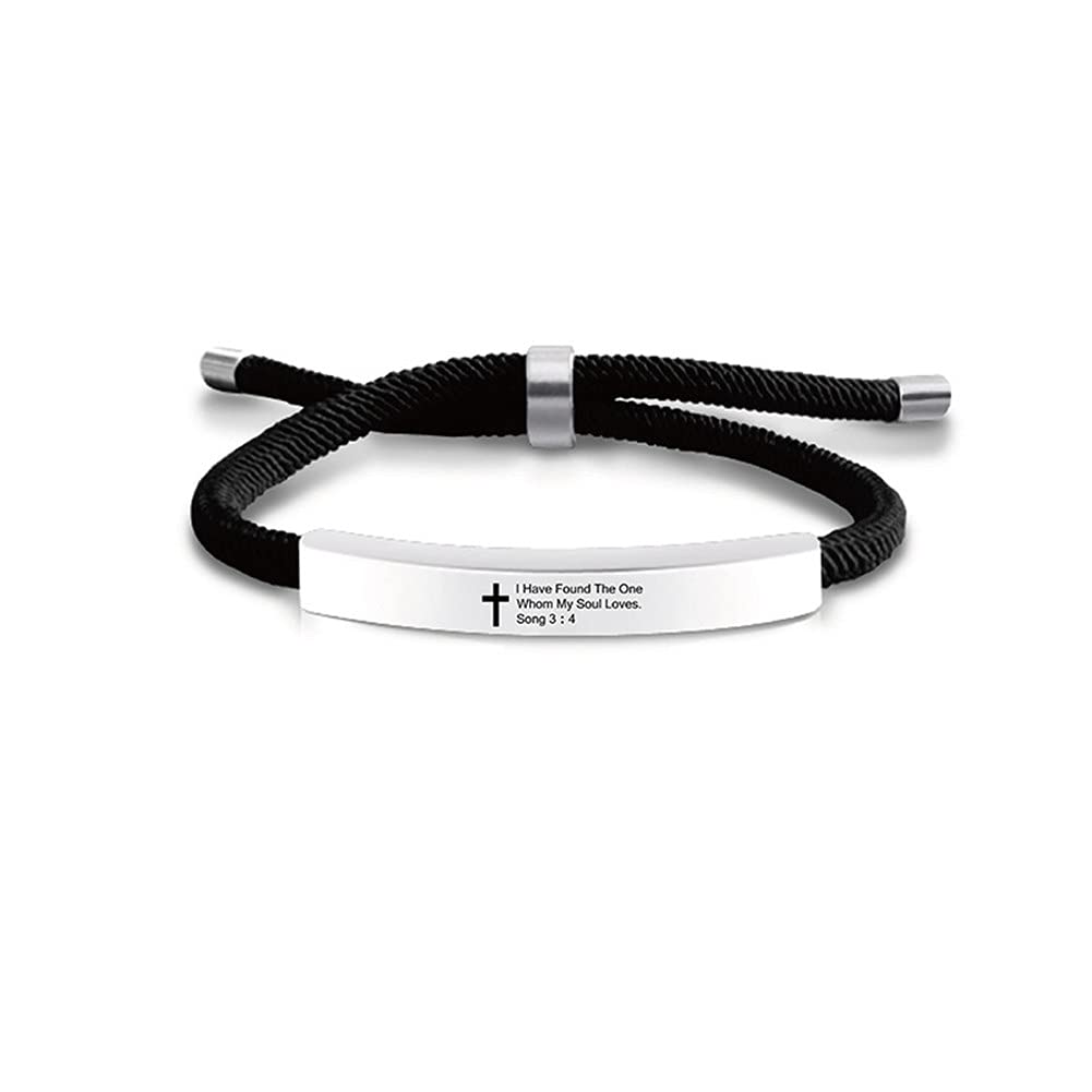 ZKXXJ Adjustable Bible Verse Bracelet - Stainless Steel Faith Jewelry for Baptism & Communion Gifts