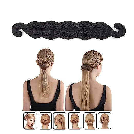 Readaeer Hair Donut Bun Maker - 2 Pack Magic Hair Styler Sponge Curler for Women & Girls (Black) - Perfect for Updos, Ponytails & Stylish Buns at Home or Parties