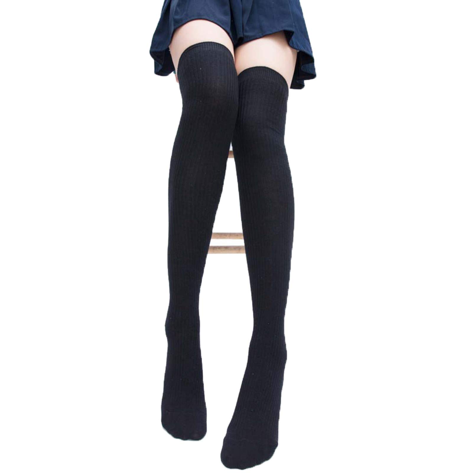 MuYiYi11 Women's Winter Thigh High Socks - Warm Solid Color Knitted Over Knee Stockings for Cold Weather, Fashion Outfits & Layering