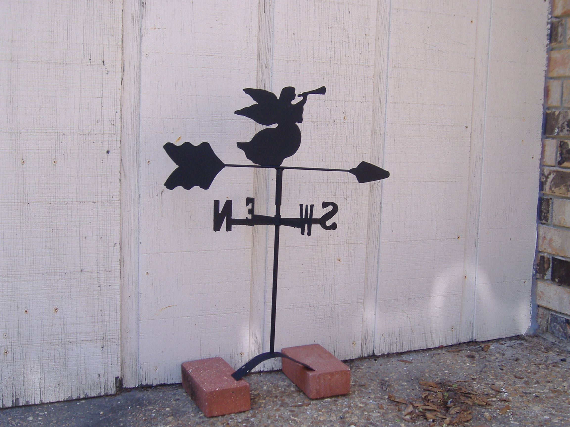 Black Wrought Iron Angel Roof Mounted Weathervane - Decorative Outdoor Garden & Farmhouse Roof Ornament for Home, Yard, and Barn Decor