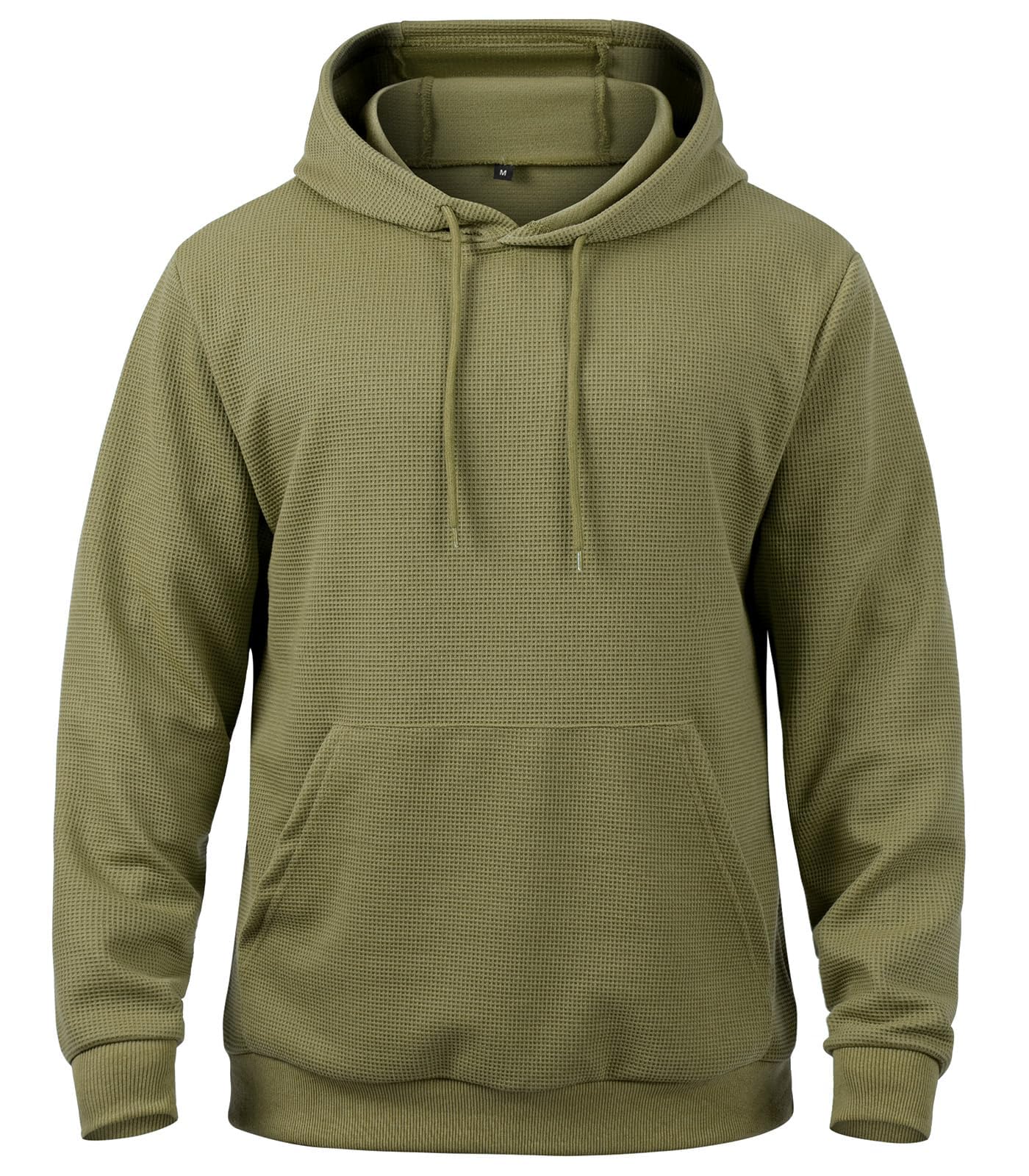 MANSDOUR Men's Casual Long Sleeve Waffle Knit Hoodie with Drawstring & Pocket - Warm Pullover Sweatshirt for Outdoor Activities, Streetwear & Lounge Wear