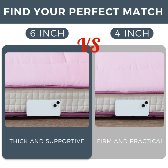 MAXYOYO Extra Thick Purple Japanese Floor Mattress - Foldable Sleeping Pad for Guest Bed, Camping & Home Use | Comfortable Futon Alternative for Small Spaces