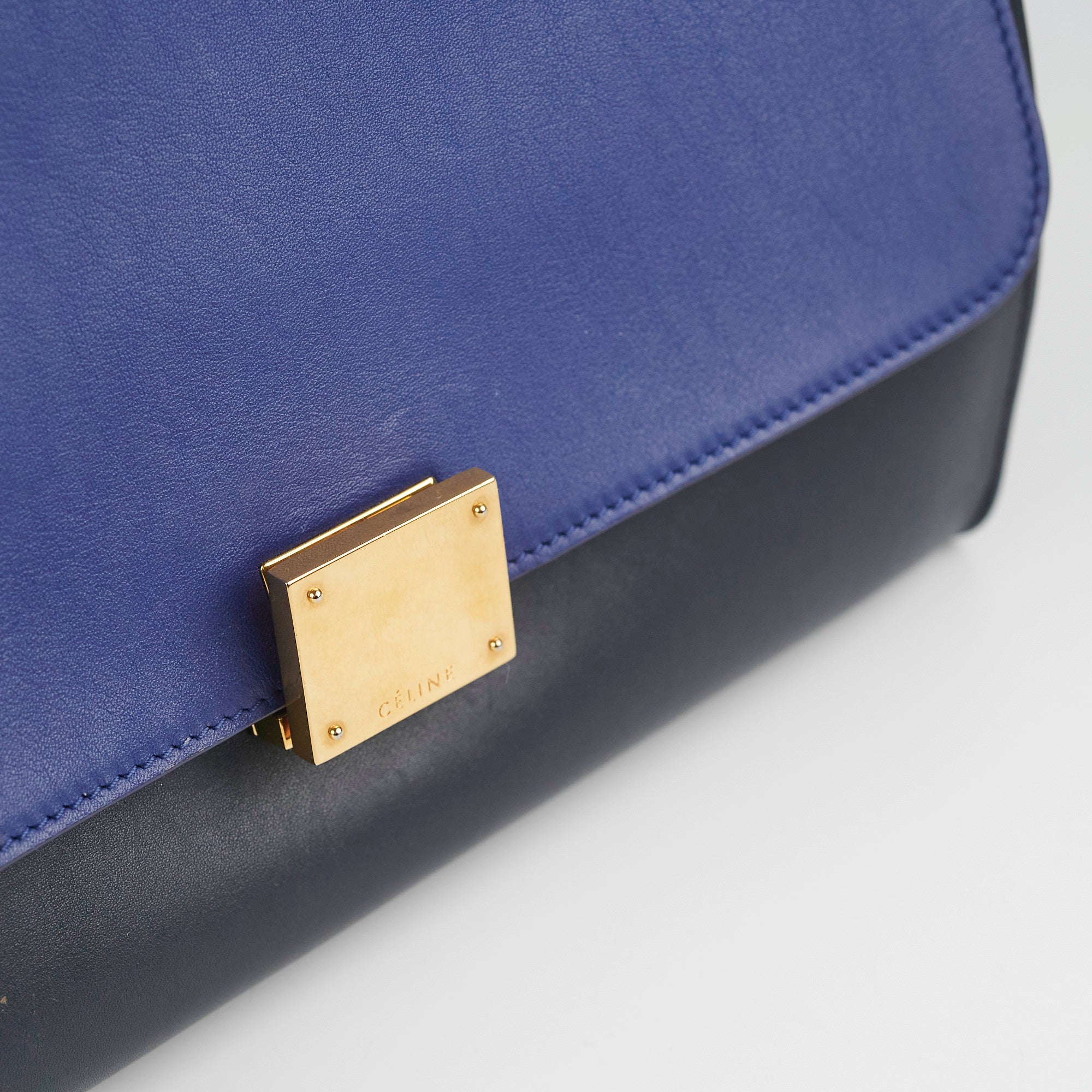 Celine Small Trapeze Handbag in Blue & Black - Luxury Crossbody Bag for Women | Perfect for Work, Travel & Evening Events