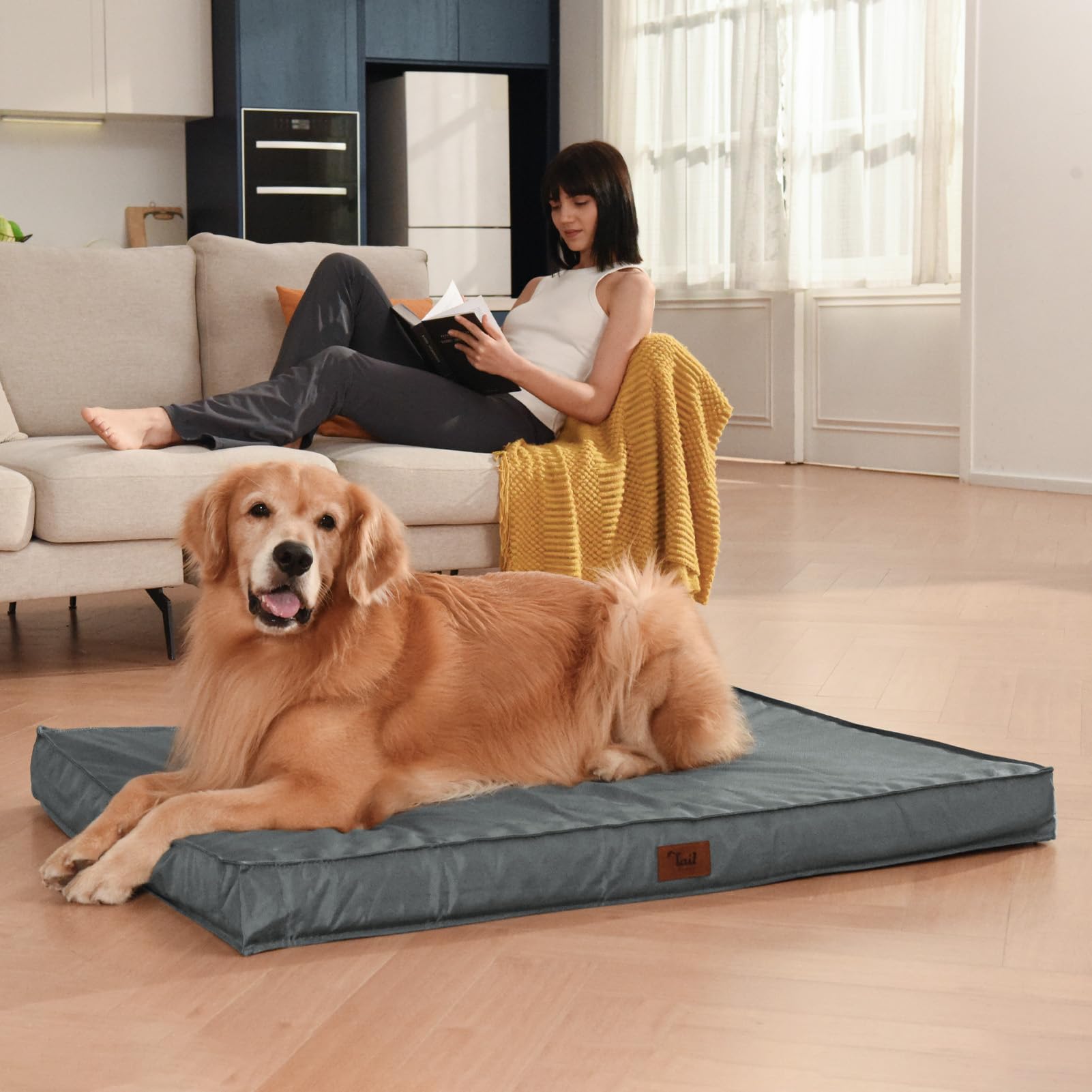 Orthopedic Dog Bed for Large Dogs - Waterproof, Washable Pet Bed with Egg Crate Foam & Removable Cooling Cover - Grey | Perfect for Elderly Dogs, Arthritis Relief & Crate Training - Durable Support for German Shepherds, Labs & Big Breeds