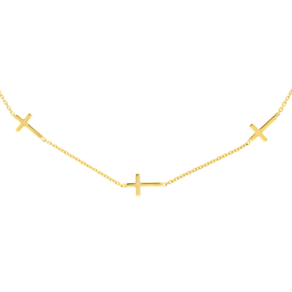 14K Gold Mini Cross Pendant Necklace for Women - Dainty Religious Jewelry Gift for Baptism, First Communion & Everyday Wear