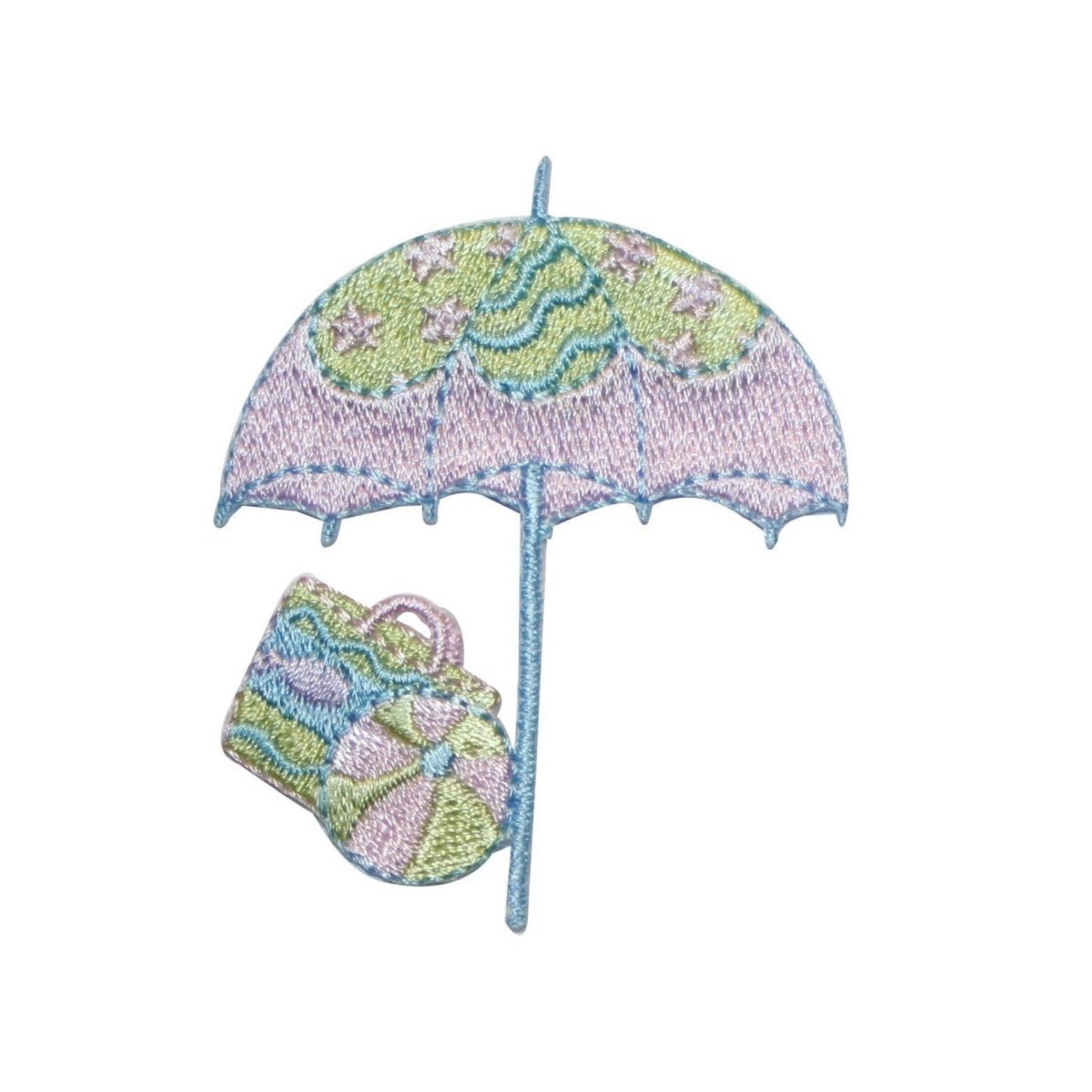 Beach Umbrella and Bag Patch - Ocean Vacation Embroidered Iron On Applique for DIY Crafts, Clothing & Accessories | Perfect for Summer Outfits, Swimwear & Beach Gear