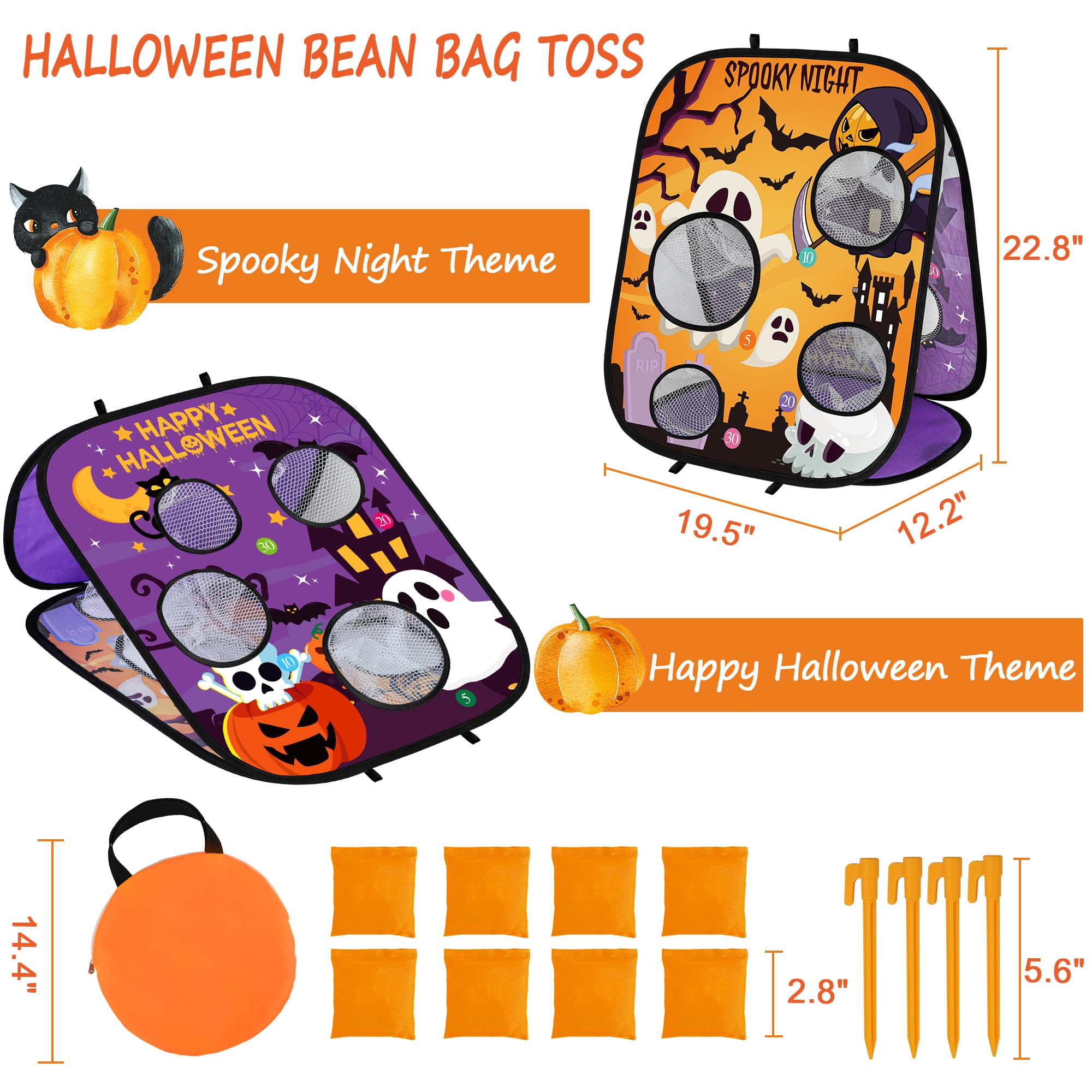 Spooky Grim Reaper Bean Bag Toss Game Set - Halloween Party Games for Kids, Classroom Carnival & Fall Festival Activities - Indoor/Outdoor Halloween Party Favors & Trunk or Treat Gifts (Perfect for School Events, Family Gatherings & Halloween Celebrations)