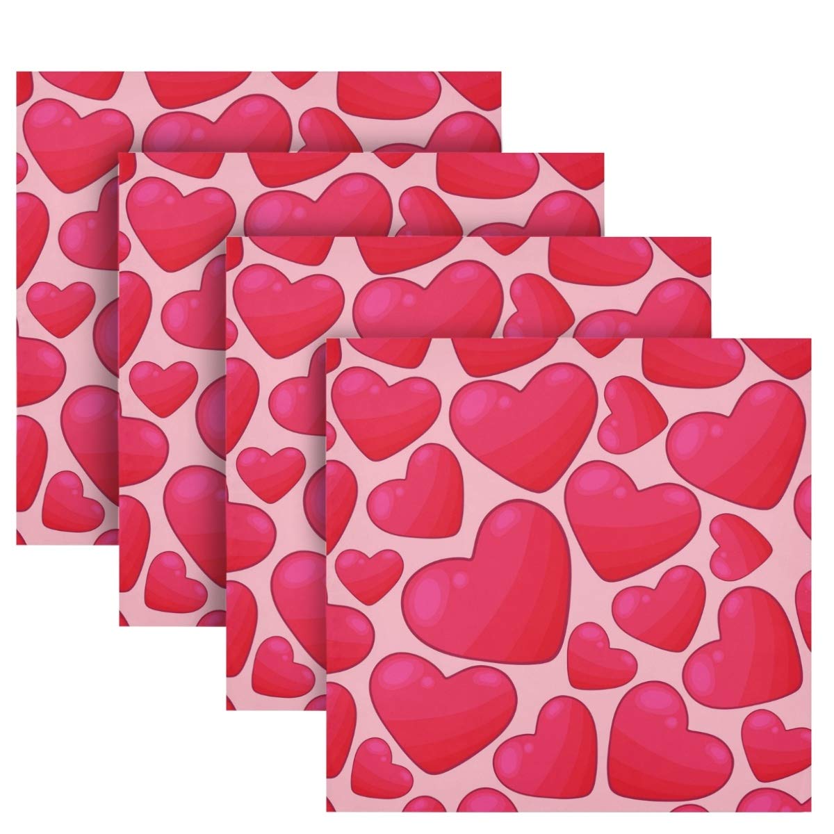 DOMIKING 20x20in Reusable Holiday Cloth Napkins - Valentine's Day Heart Design Dinner Napkins for Kids, Party, Hotel (Set of 4) | Perfect for Valentine's Dinner, Christmas Party & Wedding Table Decorations