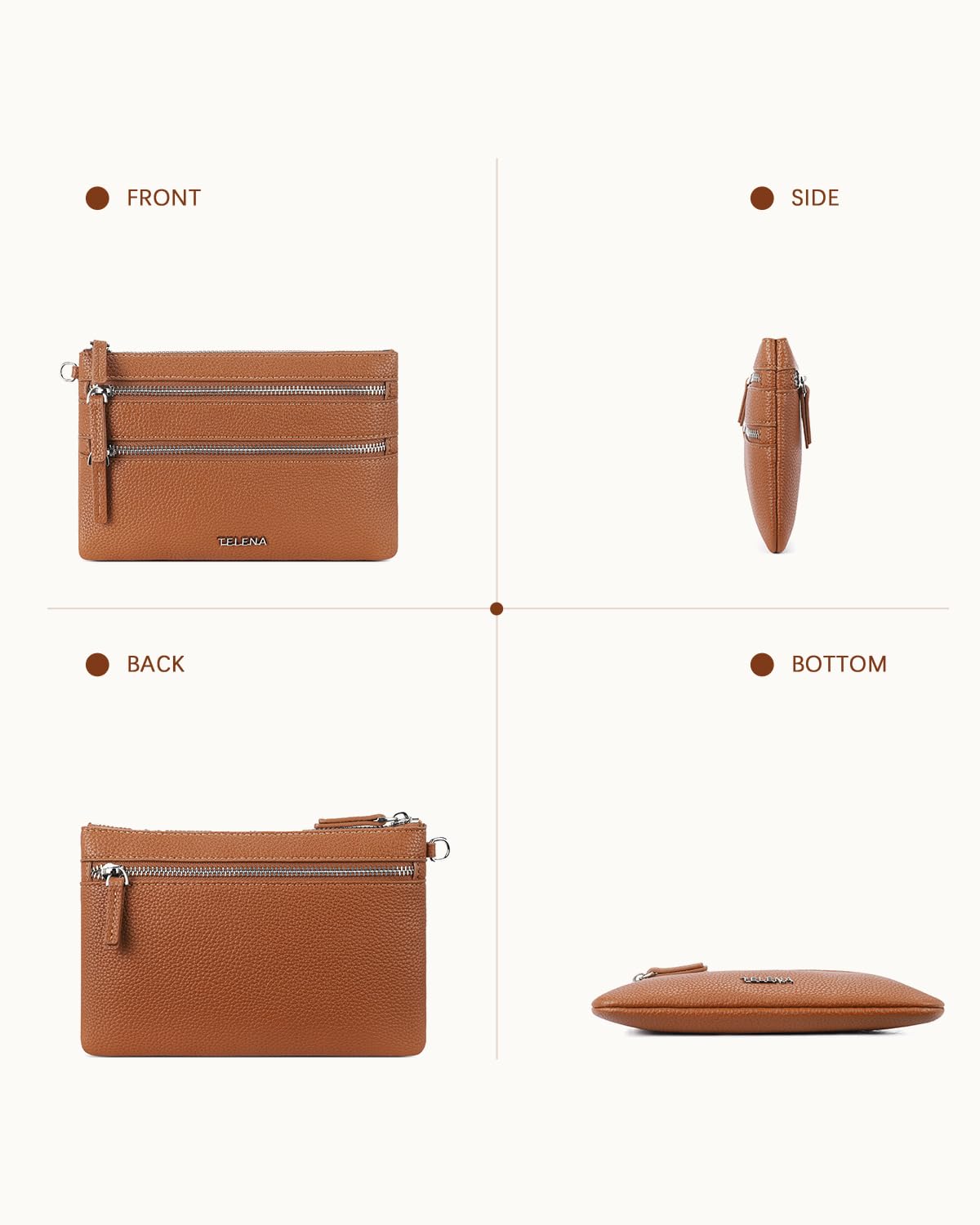 Telena RFID Blocking Leather Wristlet Wallet for Women - Slim Clutch Purse with Card Holder | Perfect for Everyday Use, Travel & Night Out