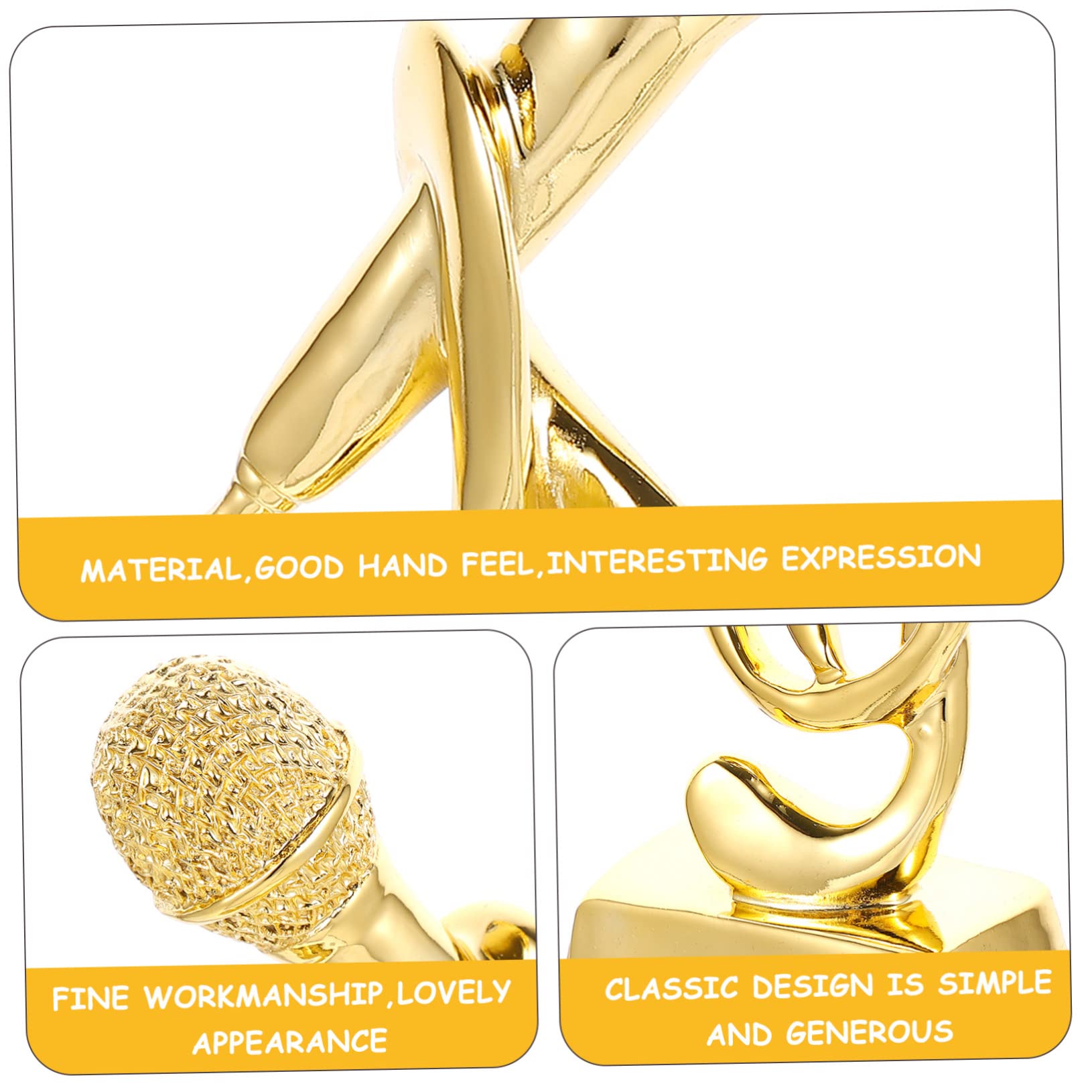 KICHOUSE Musical Trophy, Athletic Award, Tabletop Microphone Trophy, Karaoke Prize - Crystal Mini Microphone Trophy, Gold Border Resin Voice Award for Kids - Perfect for Singing Contests, Sports Events & Gift Giving