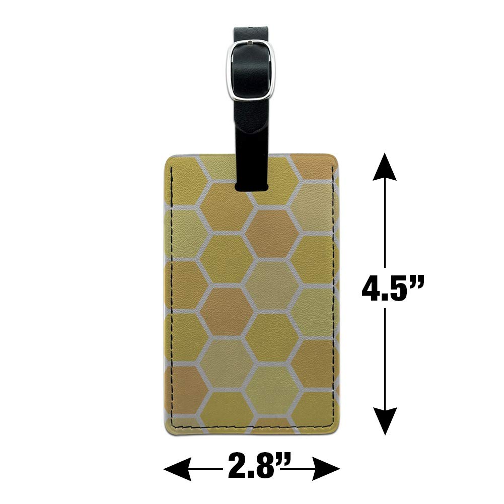 Yellow Honeycomb Pattern Leather Luggage Tag - Rectangle Suitcase ID Card Holder for Carry-On Bags - Perfect for Travel, Business Trips & Vacation Identification