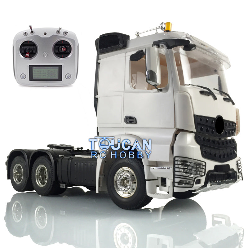 1/14 Scale 6x4 Unpainted RC Tractor Truck Kit with 3 Axles, 35T 540 Motor & Openable Doors - DIY Radio Control Hobby Model for Off-Road Adventures & Construction Site Play
