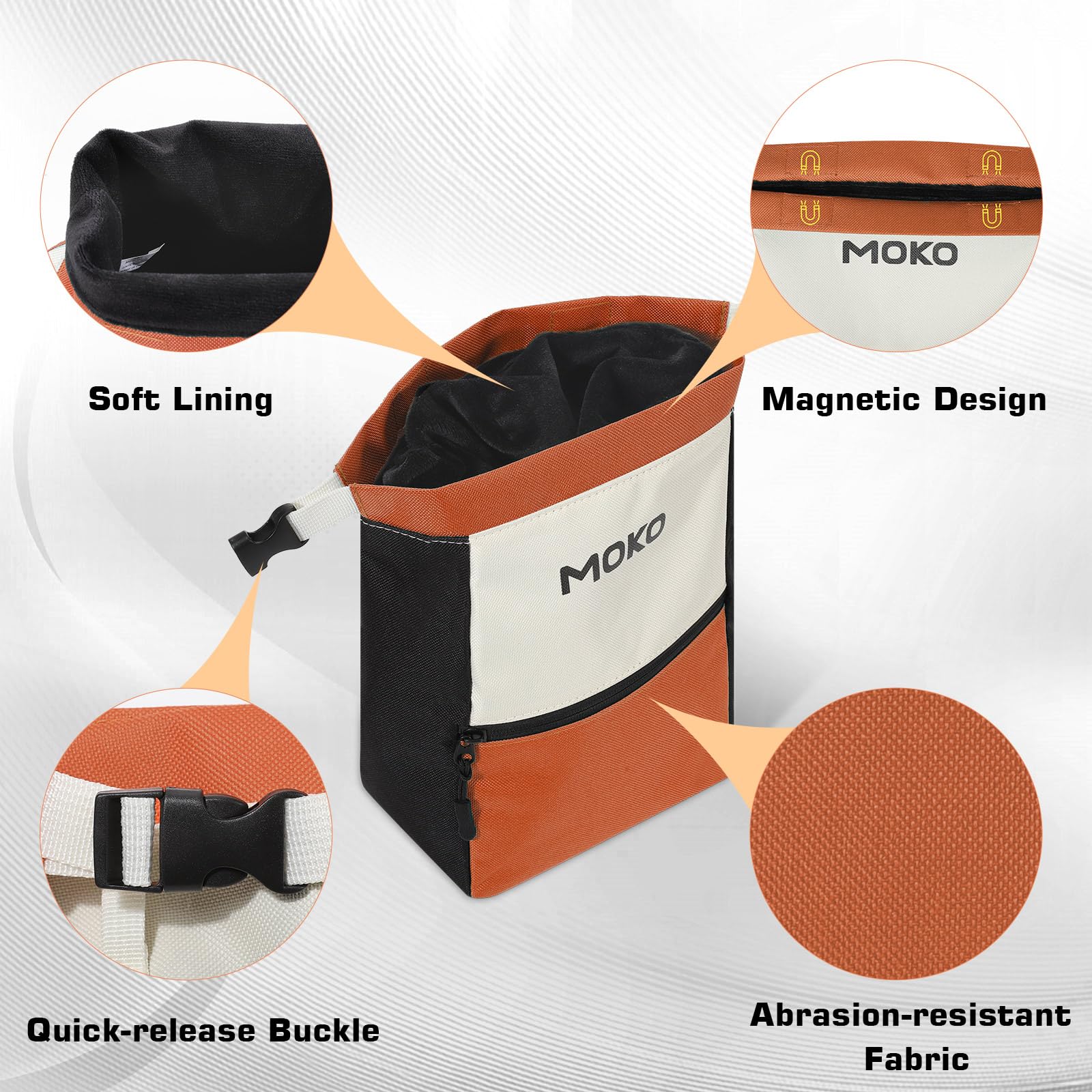 MoKo Large Capacity Rock Climbing Chalk Bag with Magnetic Snap & Zipper Pocket - Portable Chalk Bucket for Bouldering, Weightlifting, Gymnastics & Fitness Training - Ideal for Outdoor Climbing Gyms & Workout Sessions