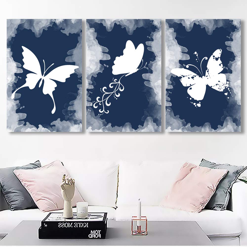 3 Panel Canvas Wall Art - Ink Abstract Giclee Painting - 16x24