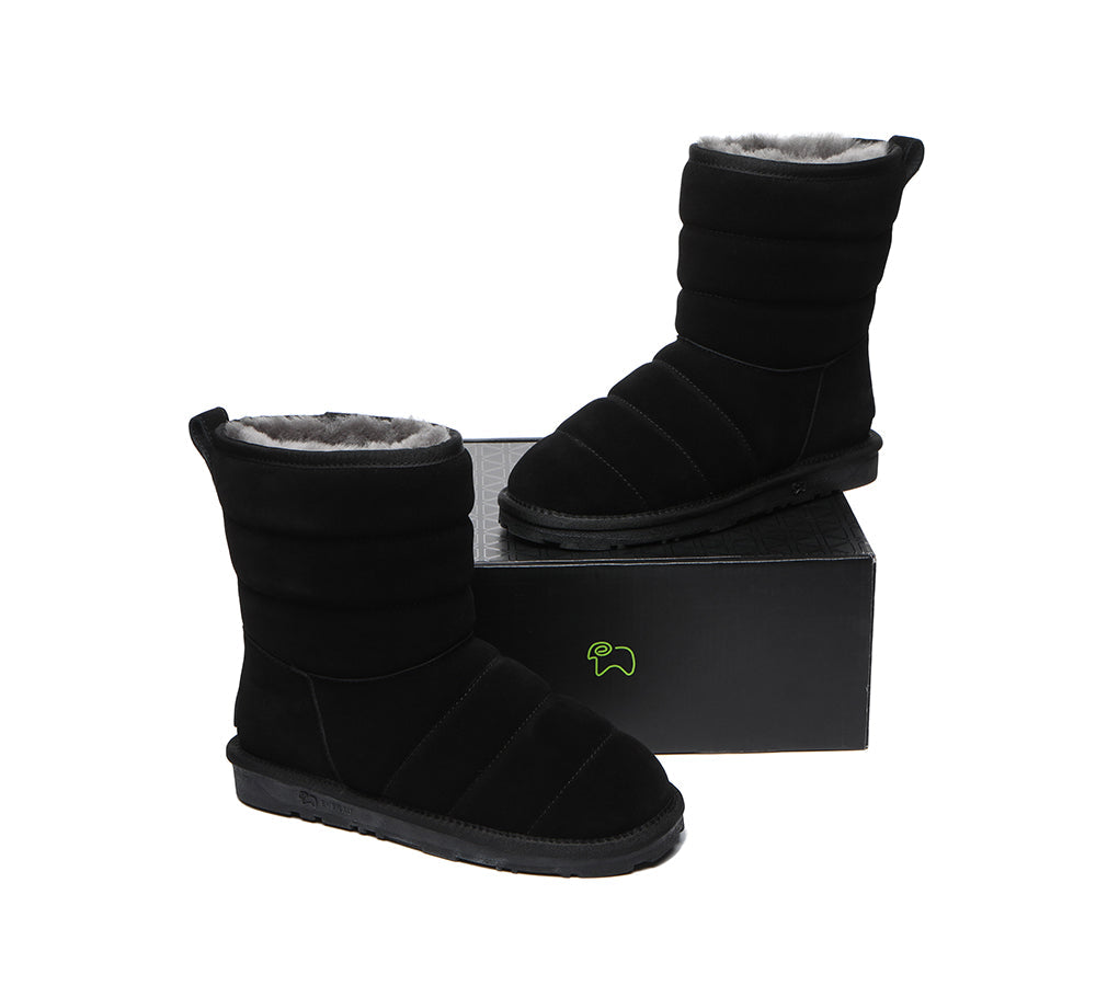 EVERAU® Women's UGG Boots - Genuine Sheepskin Wool Short Puffer Boots for Winter Warmth & Comfort | Perfect for Snow, Casual Outfits & Indoor Wear