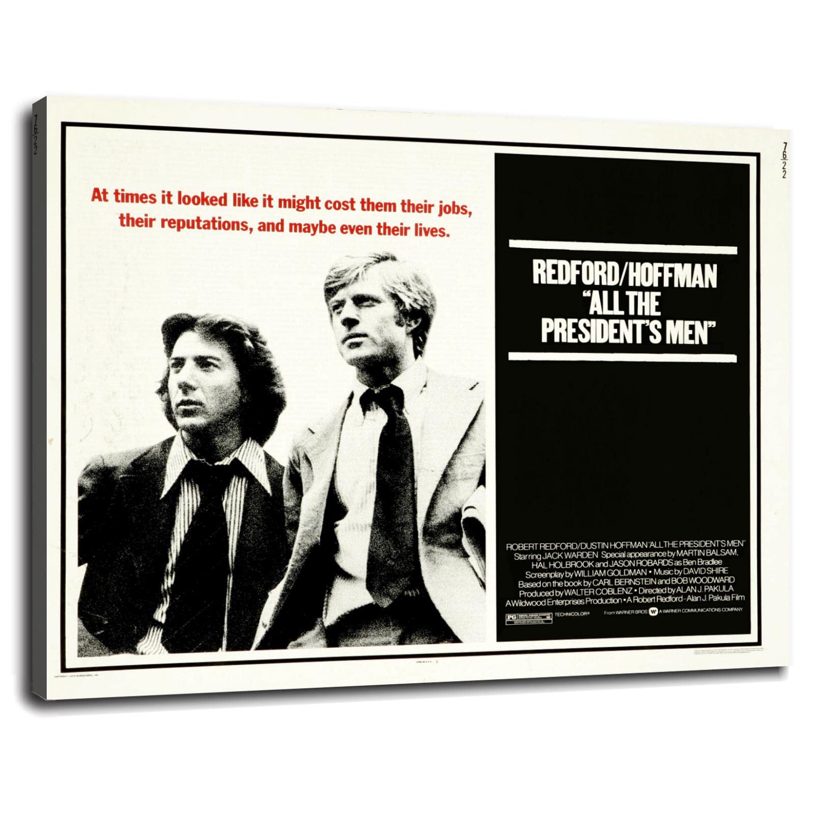 ViviArt All The President's Men Vintage Movie Poster - Framed 32x24 Inch Canvas Wall Art for Home, Office & Bedroom Decor - Classic Film Memorabilia & Political History Gift Idea