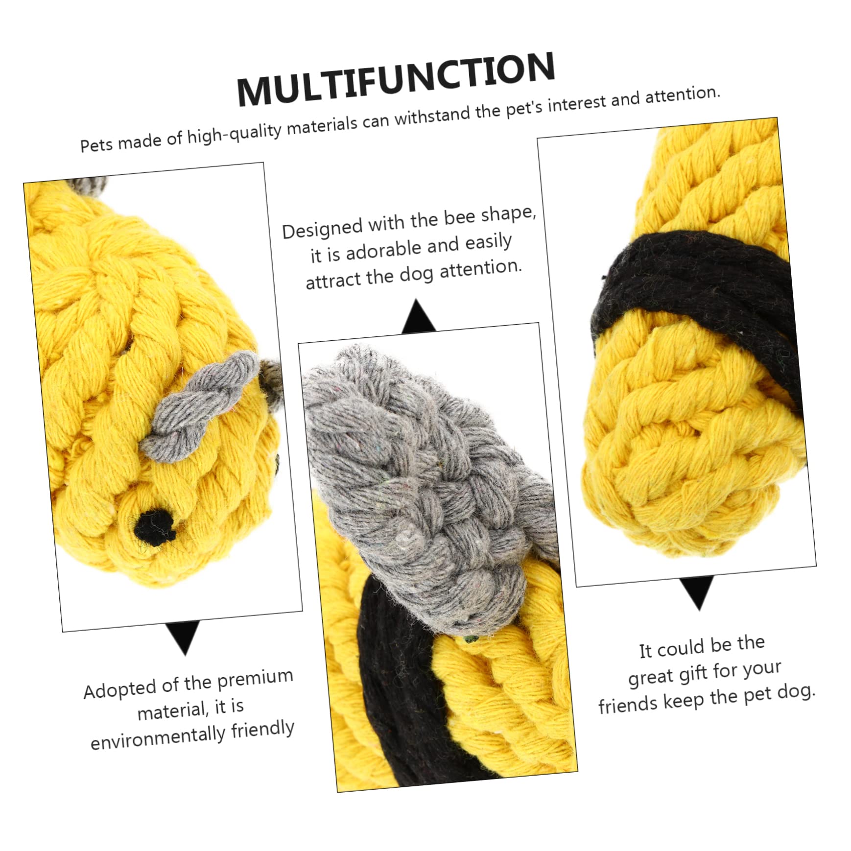 SUPVOX Bee Cotton Rope Chew Toy for Dogs - Durable Interactive Knot Toy for Puppy Training & Teeth Cleaning - Perfect for Playtime, Fetch Games, and Aggressive Chewers