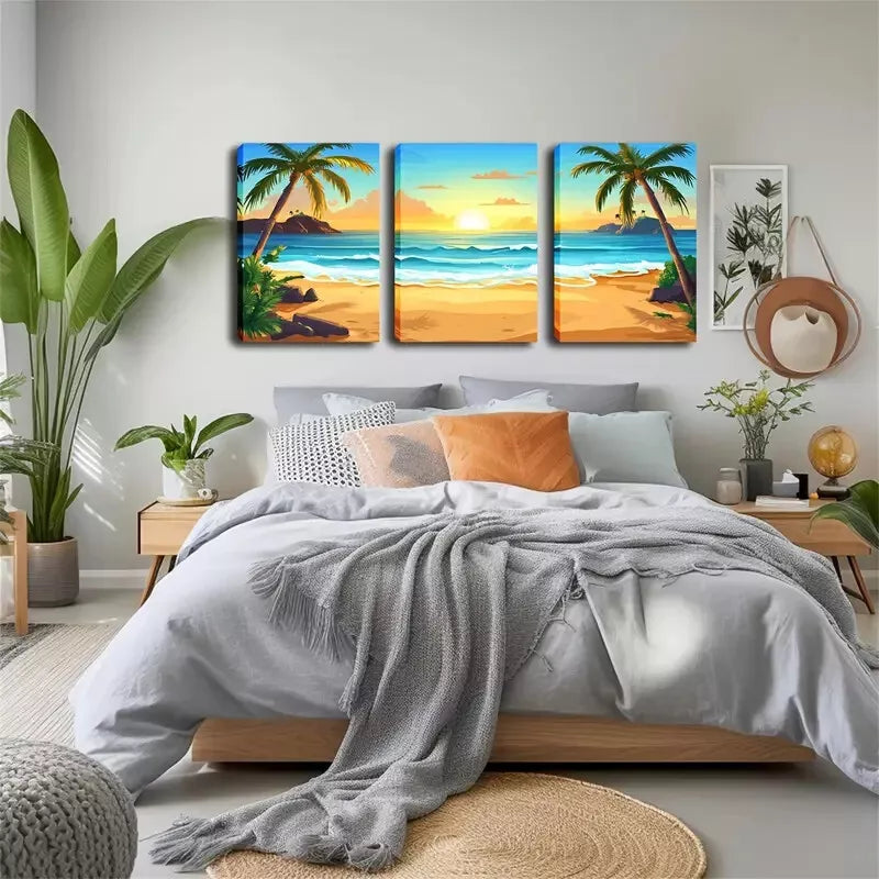 3-Piece Blue Water & Romantic Beach Wall Art Set - Framed Canvas 40x60cm - High Quality Print - 100% Australian Made - Ready to Hang - Perfect for Living Room, Bedroom & Office Decor