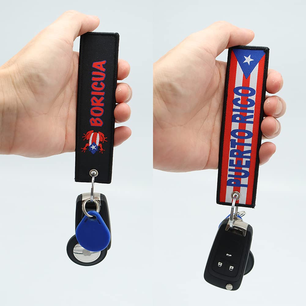 1 Pack Puerto Rico Flag & Coqui Keychain - Durable Black Key Accessories for Motorcycle, Car, Scooter Keys - Perfect Gift for Puerto Rican Pride & Travel Enthusiasts