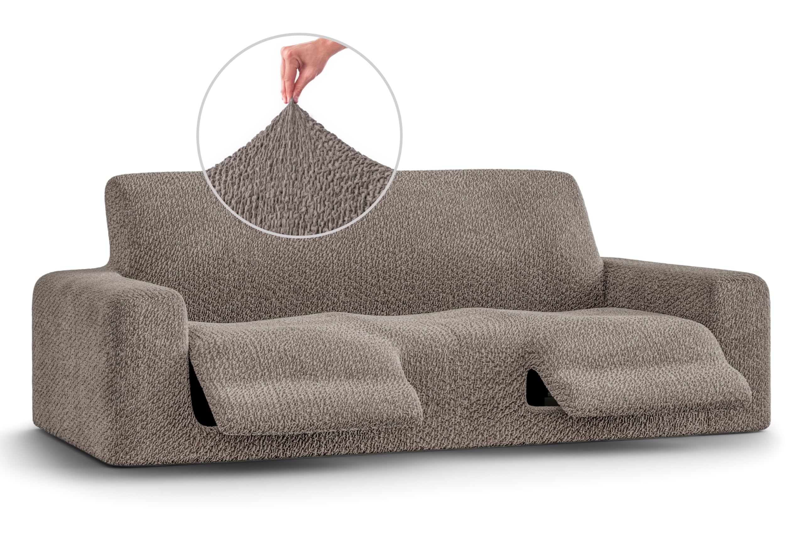 PAULATO BY GA.I.CO. Recliner Sofa Cover - Stretchable 1-Piece Slipcover for Reclining Couches - Soft Polyester Fabric Furniture Protector - Velvet Collection in Brown - Perfect for Living Room, Home Theater & Office Use