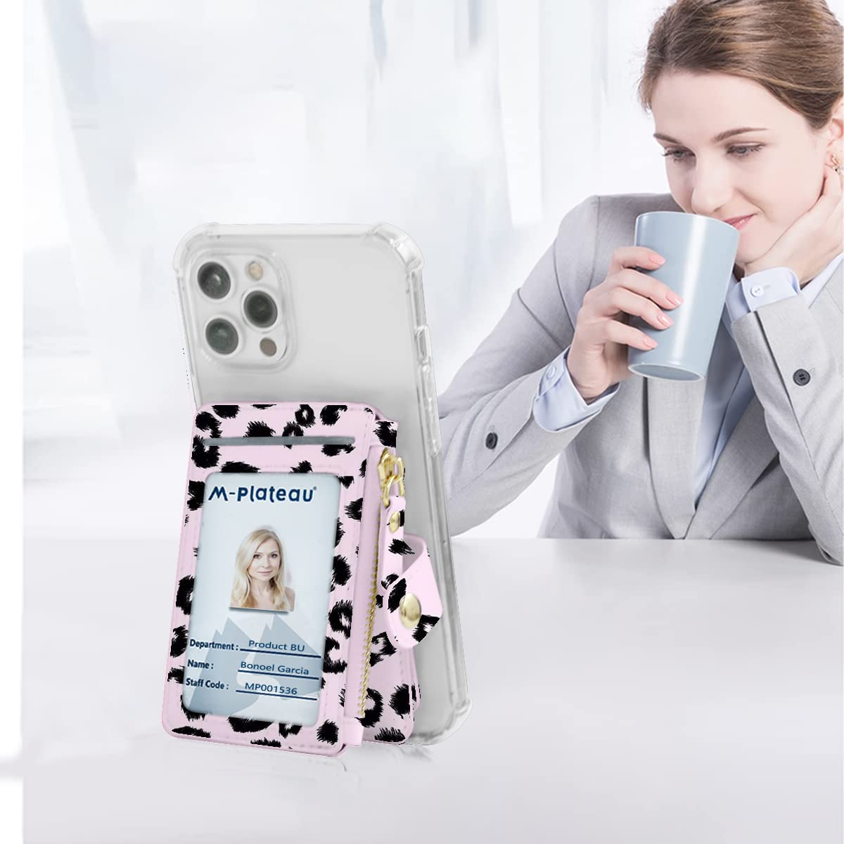 Stick-On Phone Wallet Card Holder - Compatible with Most Smartphones, Attachable Credit Card & ID Holder for iPhone & Android (Pink & Black) | Perfect for Hands-Free Shopping, Travel & Everyday Convenience