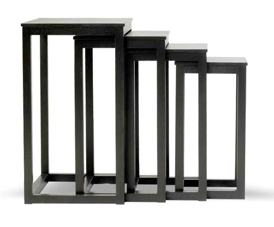 Josef Hoffmann Nesting Tables - Set of 3 Modern Minimalist Side Tables for Living Room, Bedroom & Office - Space-Saving Stackable End Tables with Mid-Century Design