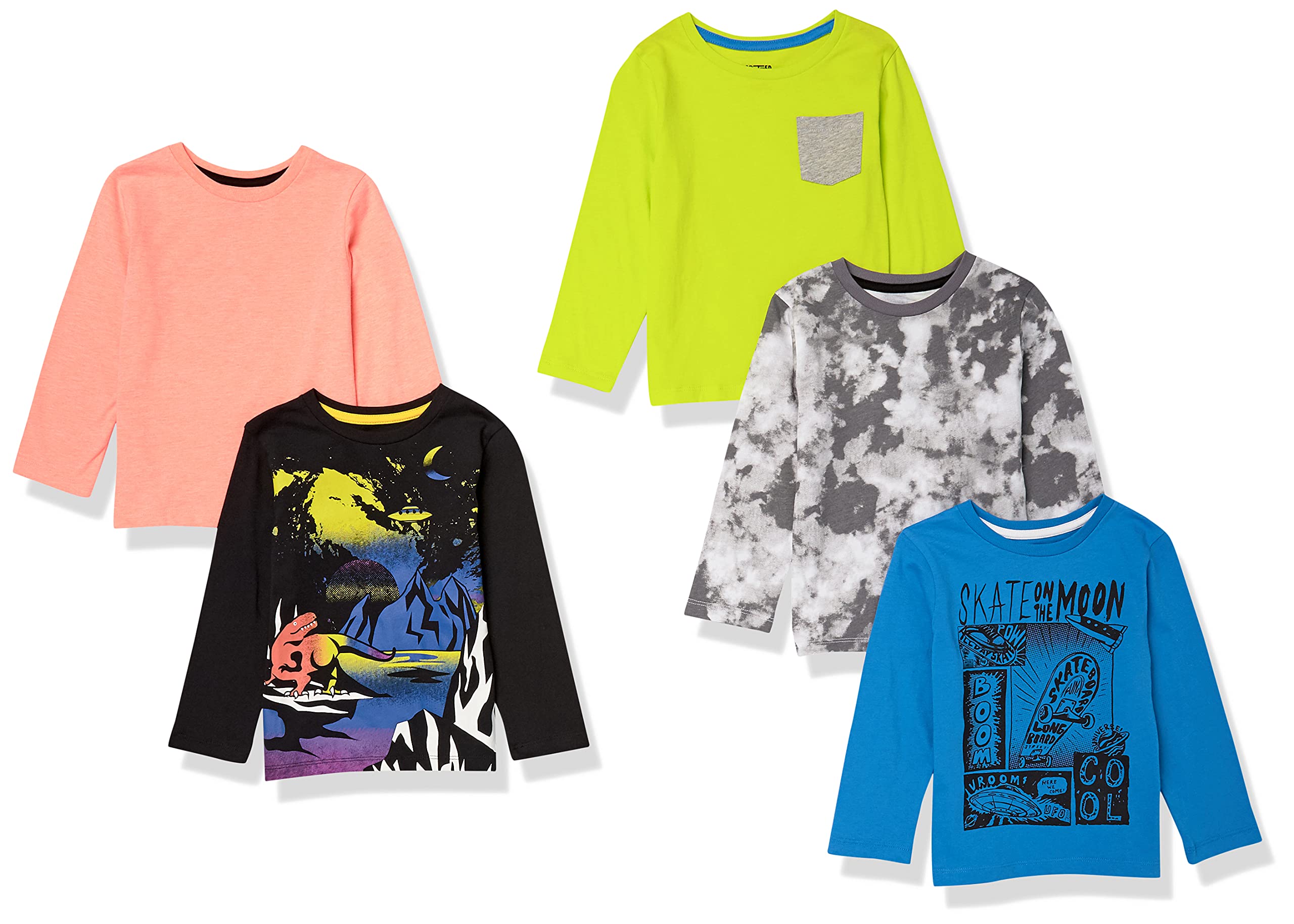 Spotted Zebra Boys' Long-Sleeve T-Shirts - Soft Cotton Crewneck Tees for Kids - Perfect for School, Play & Everyday Wear