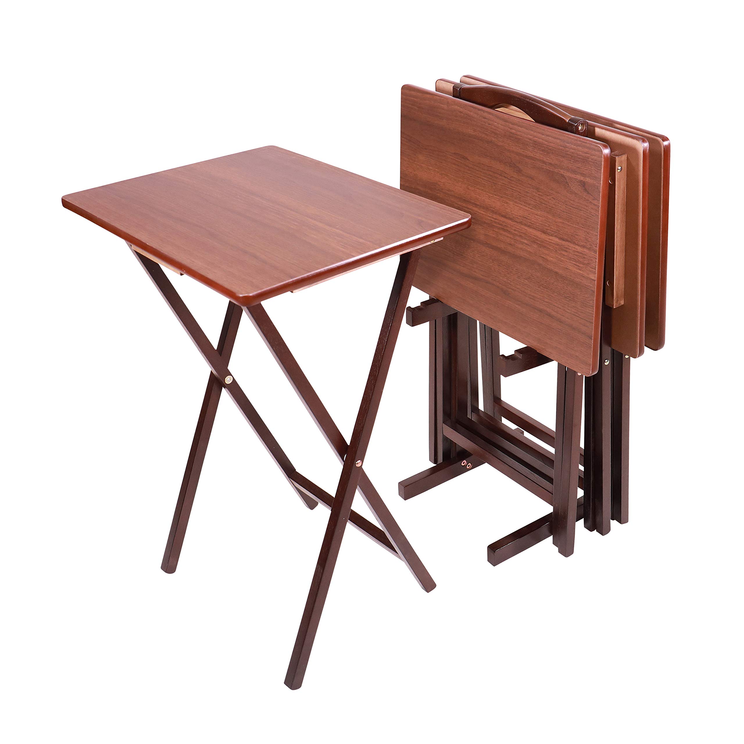 Pearington 4-Pack Folding TV Tray Tables - Portable Laptop Stand, Dining Desk, Gaming Table for Home & Office - Espresso Finish - Perfect for Small Spaces, Bedroom, Dorm & Outdoor Use