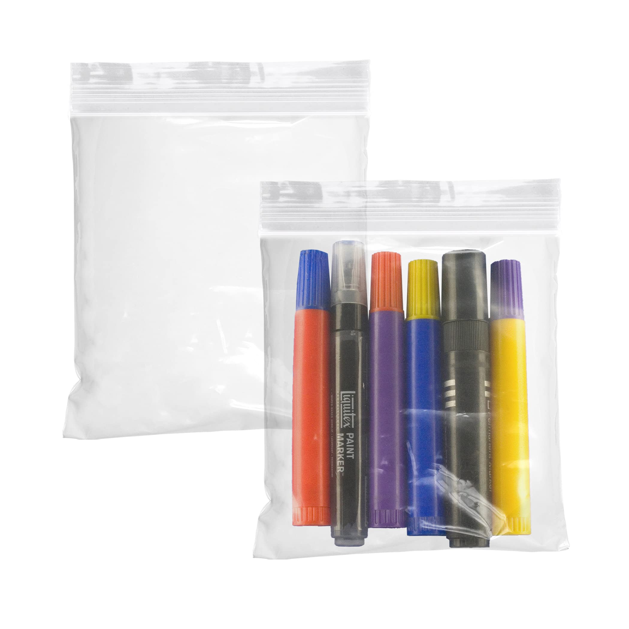 APQ 6x6 Inches Clear Reclosable Zipper Bags - 100 Pack of 2 Mil Thick Waterproof Plastic Storage Bags with Secure Zipper Closure for Jewelry, Crafts & Industrial Use | Perfect for Organizing Small Parts, Beads & DIY Supplies