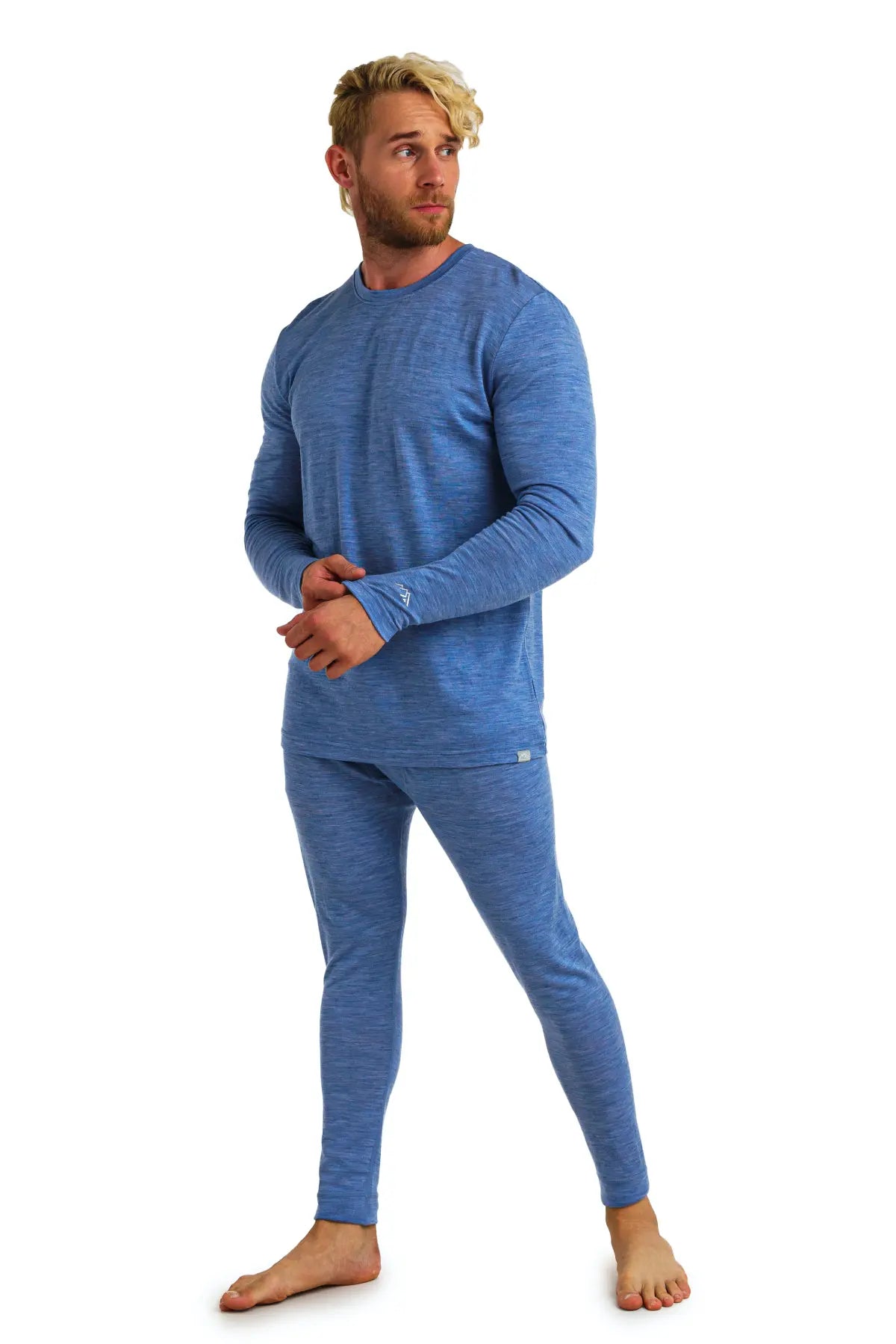 Men's Merino Wool Thermal Underwear Set - 165 GSM Warm Base Layer for Winter - Deep Blue Color - Perfect for Skiing, Hiking & Cold Weather Activities