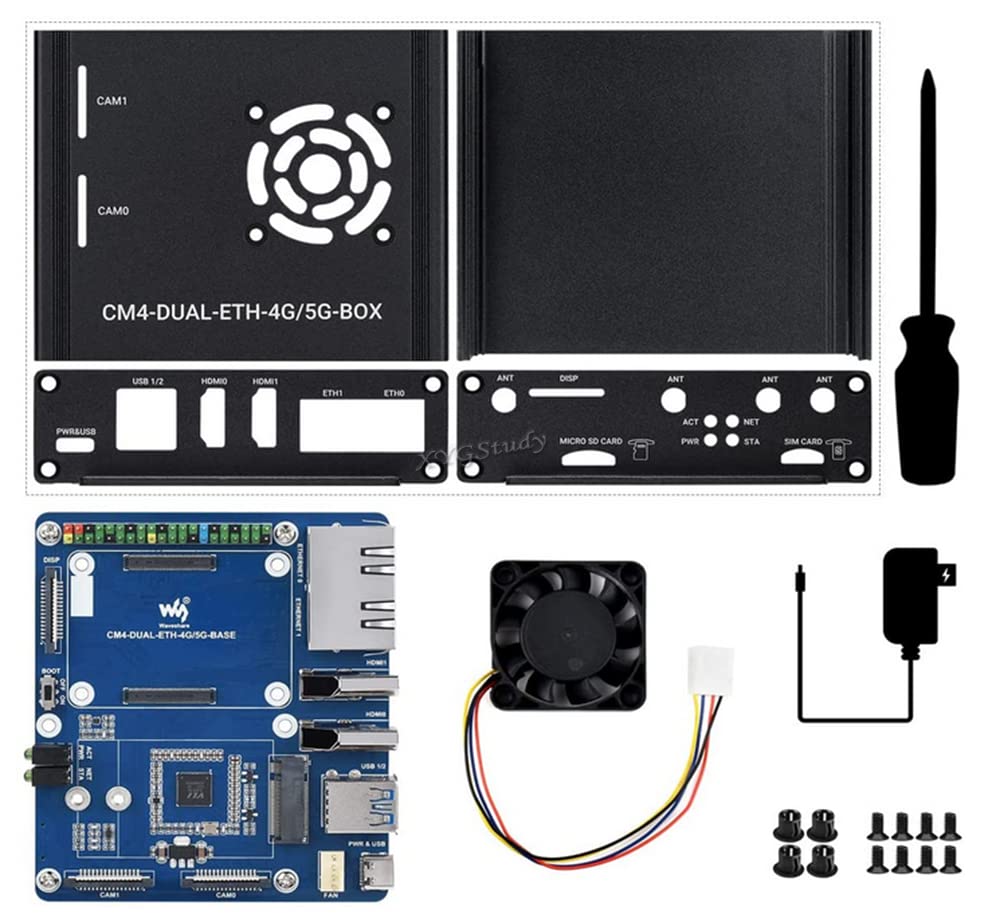 5G/4G Mini PC with Dual Gigabit Ethernet Ports, Metal Case & Cooling Fan - Compatible with Raspberry Pi Compute Module 4 (CM4 Not Included) | Ideal for IoT, Edge Computing & Network Appliances