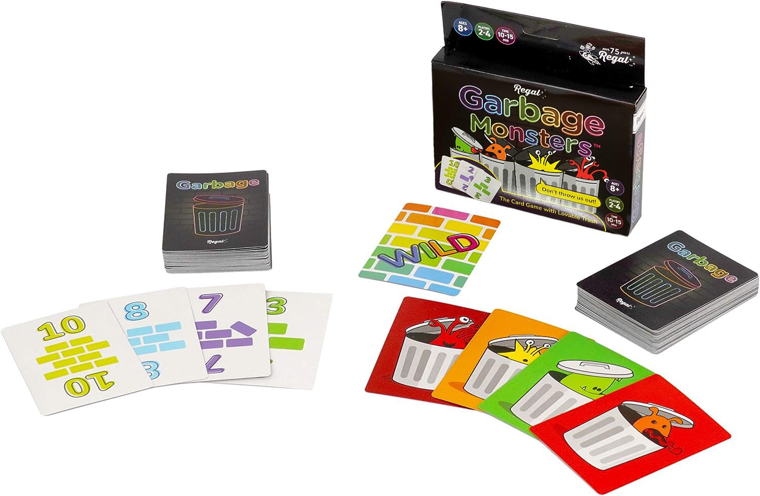 Regal Games Garbage Monsters Card Game Set for Kids, Teens & Adults - Fun Family Board Game for 2-4 Players - Travel Size Playing Cards with 16 Monster Cards - Perfect for Parties, Game Nights & Road Trips