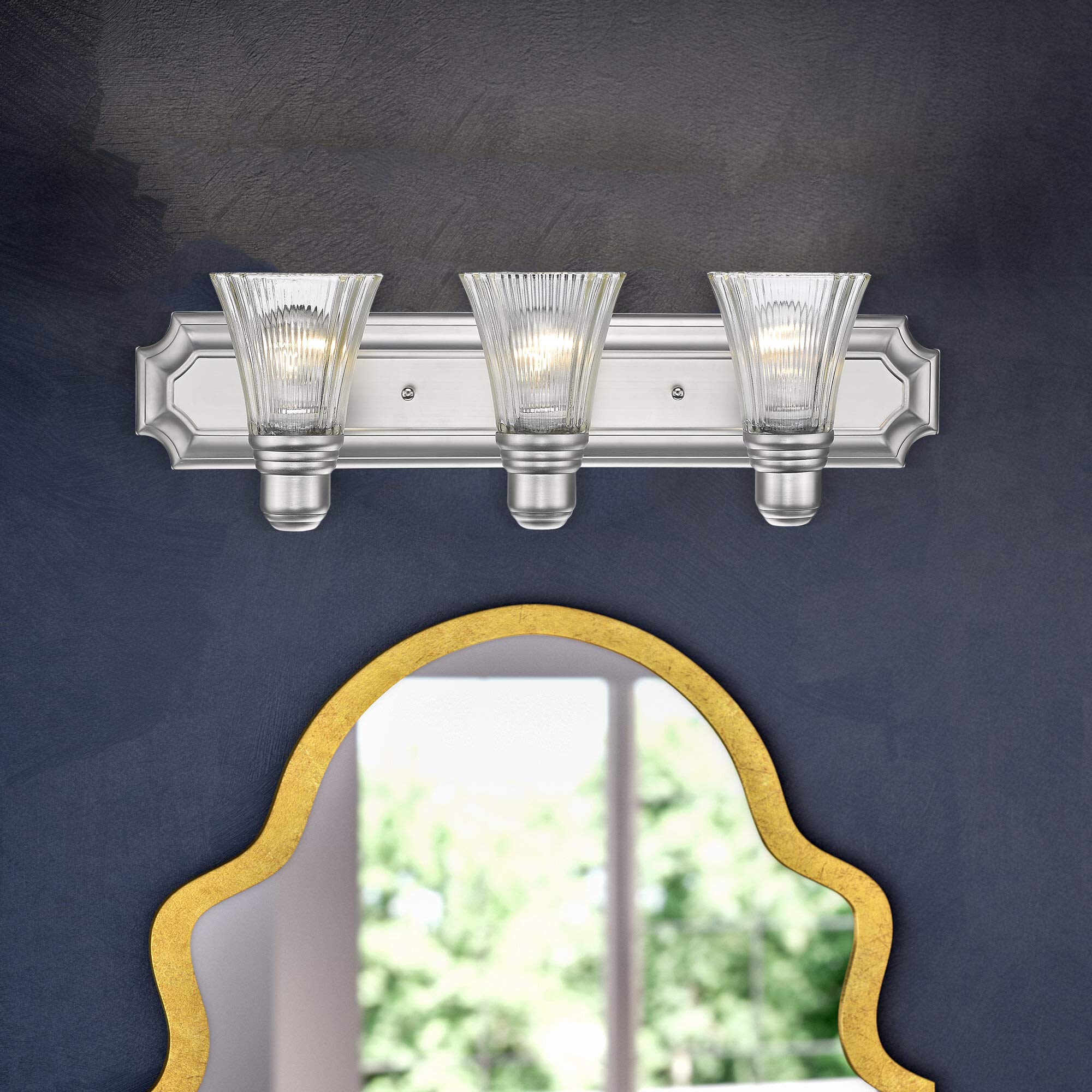 Classic 3-Light Bathroom Vanity Lighting Fixture - Modern Wall Sconce for Bathroom Mirror with Satin Nickel Finish | Perfect for Master Bath, Guest Bath & Powder Room Lighting Upgrade