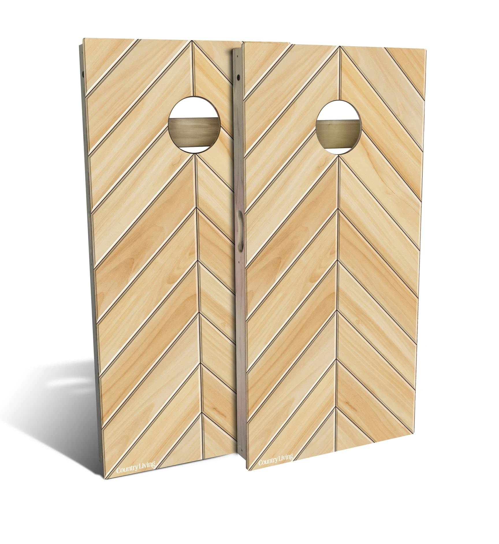 Premium Maple Chevron Cornhole Game Set - Custom Size & Accessories - 2 Boards, 8 Bean Bags - Perfect for Backyard Parties, Tailgating & Outdoor Events