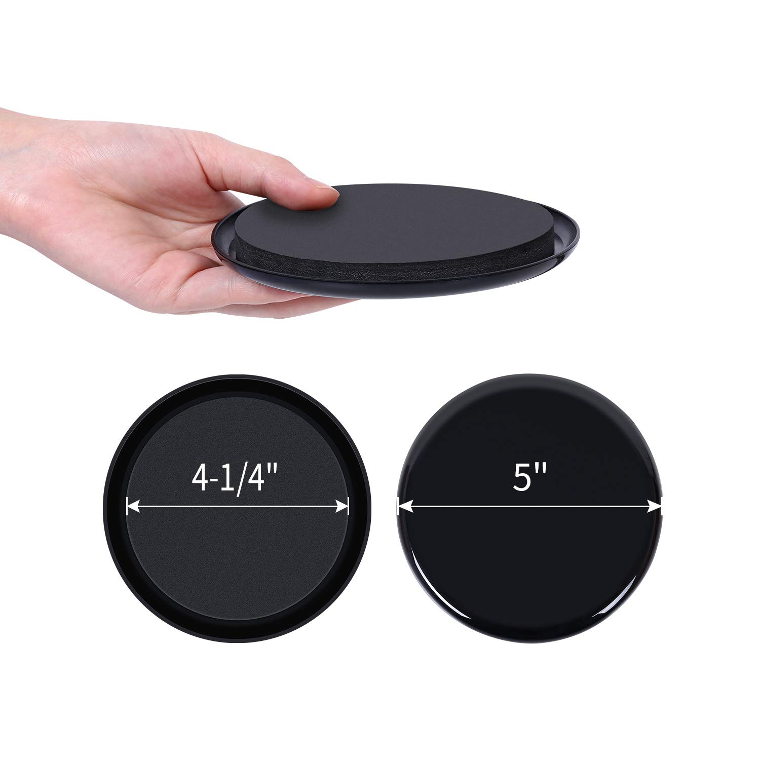 8 Pack Heavy Duty Furniture Sliders for Carpet - 5 Inch Round Moving Pads for Sofa, Bed, Couch & Fridge - Reusable Furniture Glides for Easy Moving - Perfect for Home Relocation & Room Rearrangement (Black)