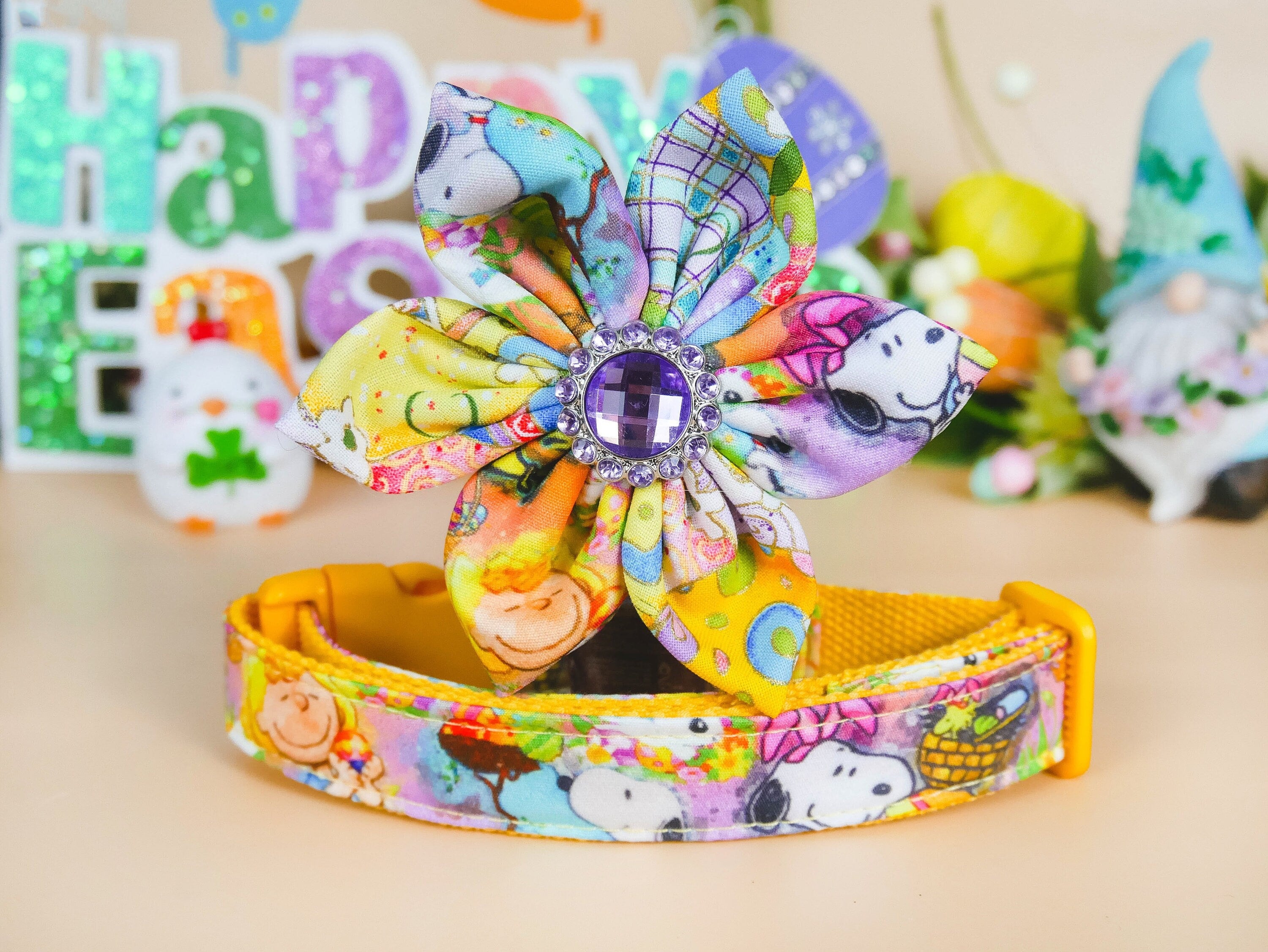 Easter Dog Collar with Flower - Cute Floral Pet Collar for Small & Medium Dogs - Perfect for Easter Celebrations, Spring Walks & Pet Photo Shoots