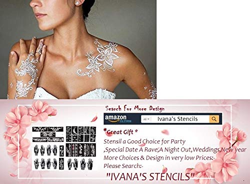 4 Pieces Indian Henna Tattoo Stencil Kit for Women & Girls - Hand, Finger, Body Art Temporary Tattoos - Perfect for Festivals, Weddings & DIY Body Painting